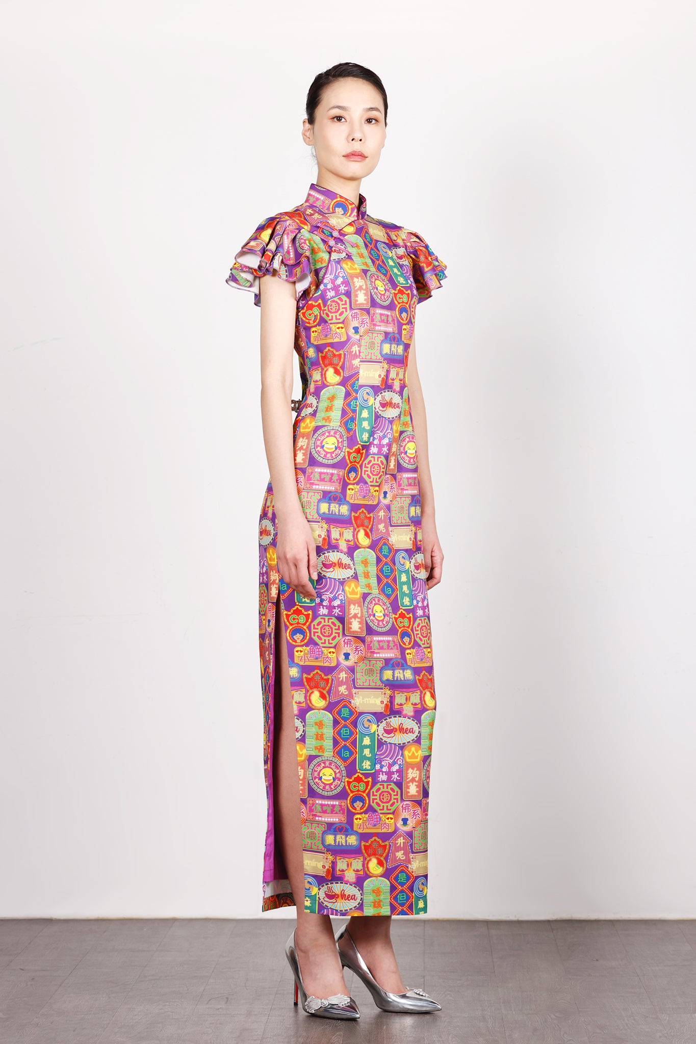 ROSETTA Slang Print Full Length Cheongsam