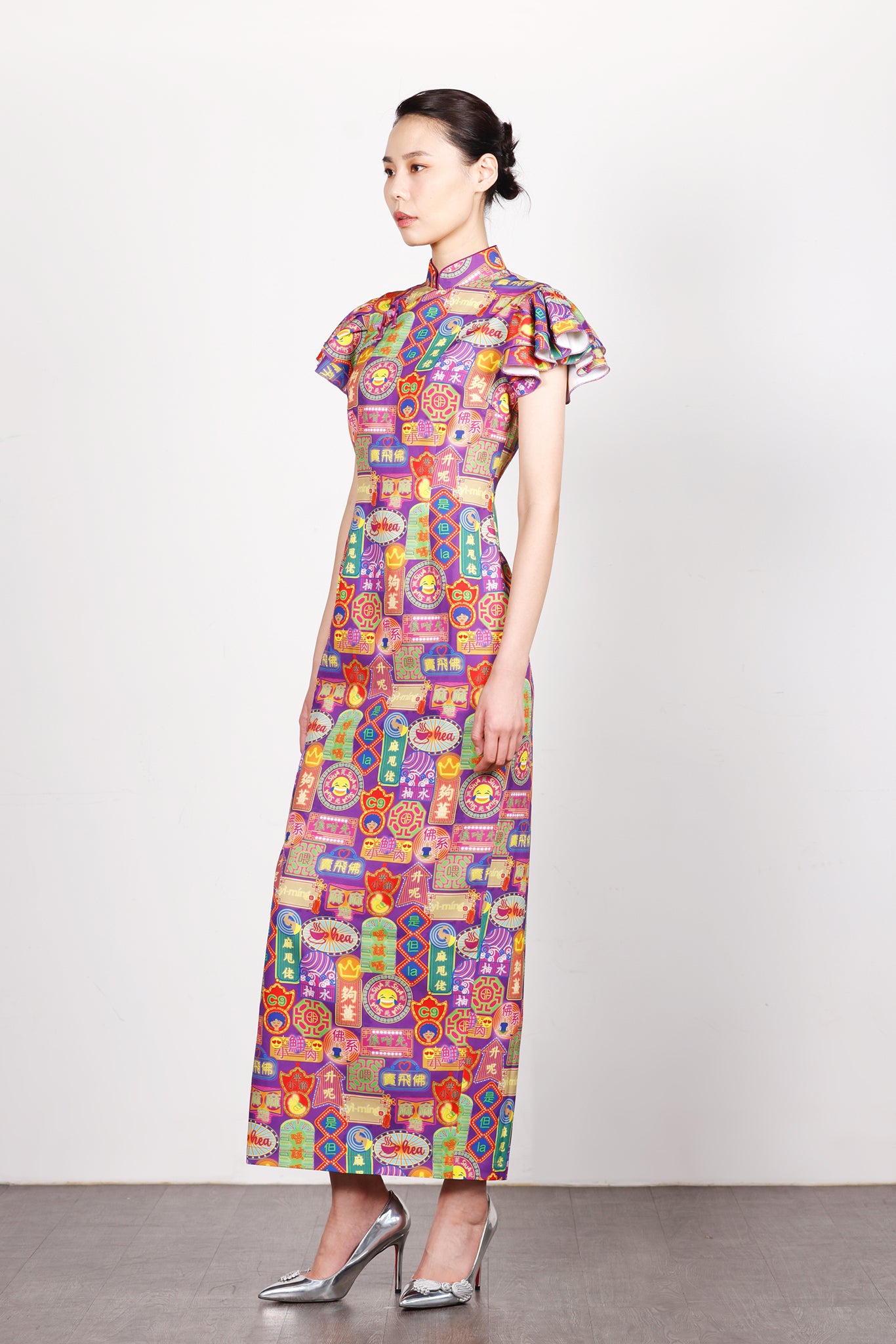 ROSETTA Slang Print Full Length Cheongsam
