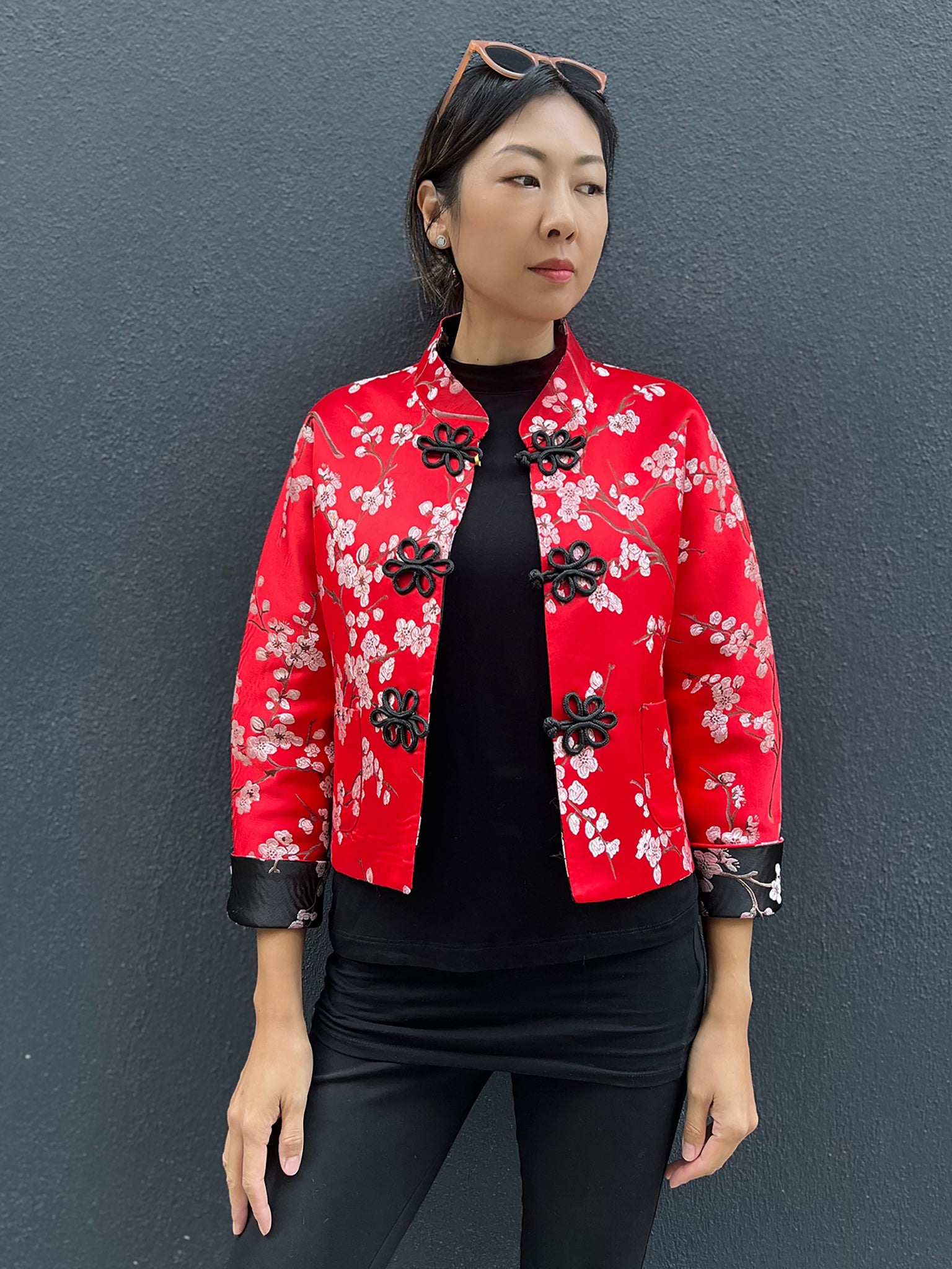 PANSY Plum Brocade Reversible Oriental Jkt