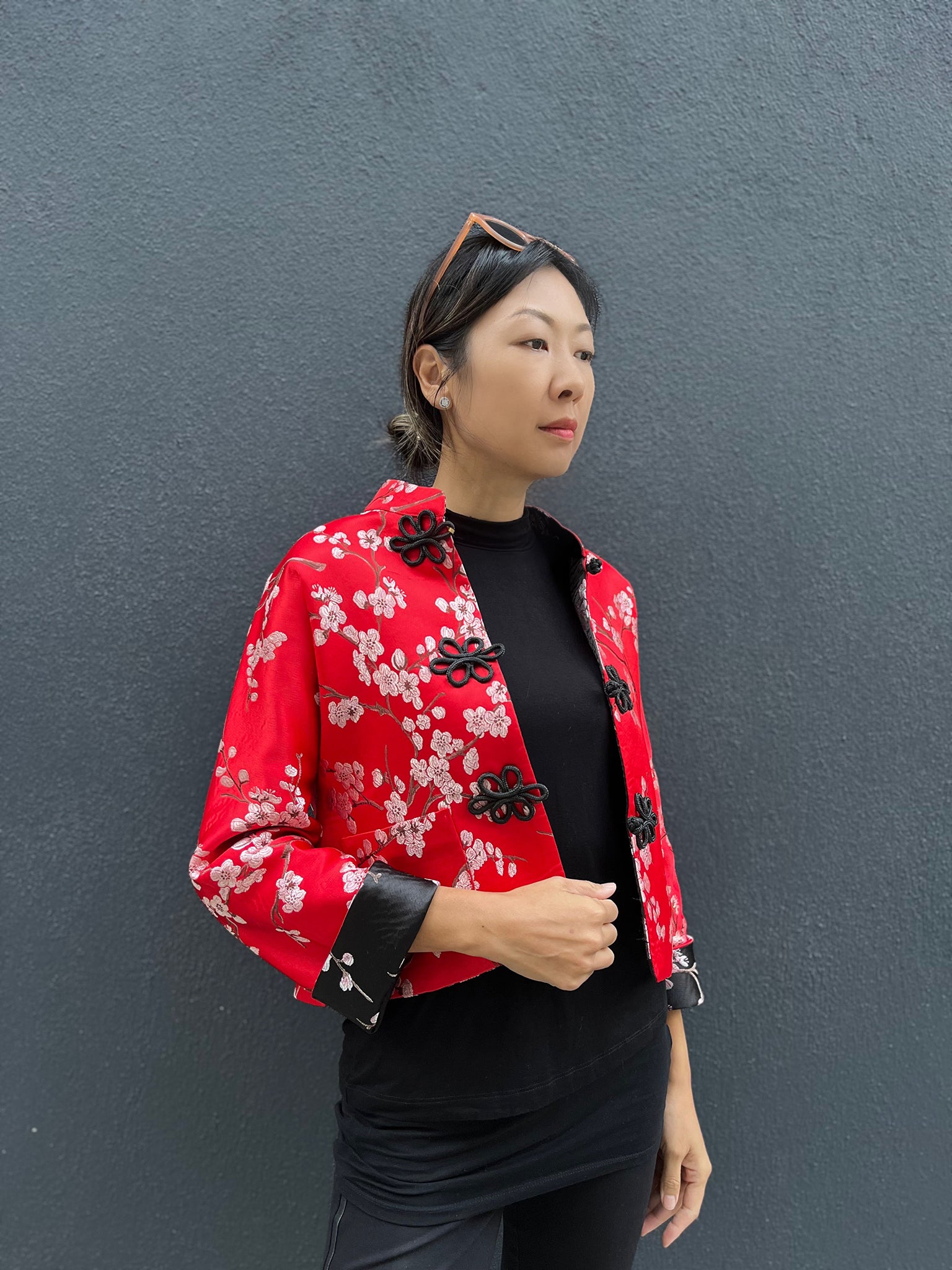 PANSY Plum Brocade Reversible Oriental Jkt
