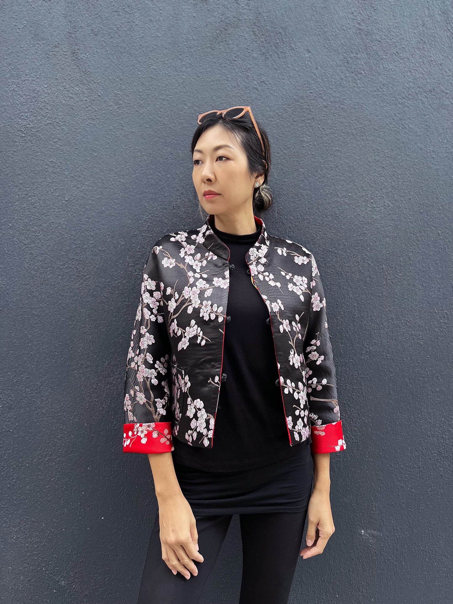 PANSY Plum Brocade Reversible Oriental Jkt