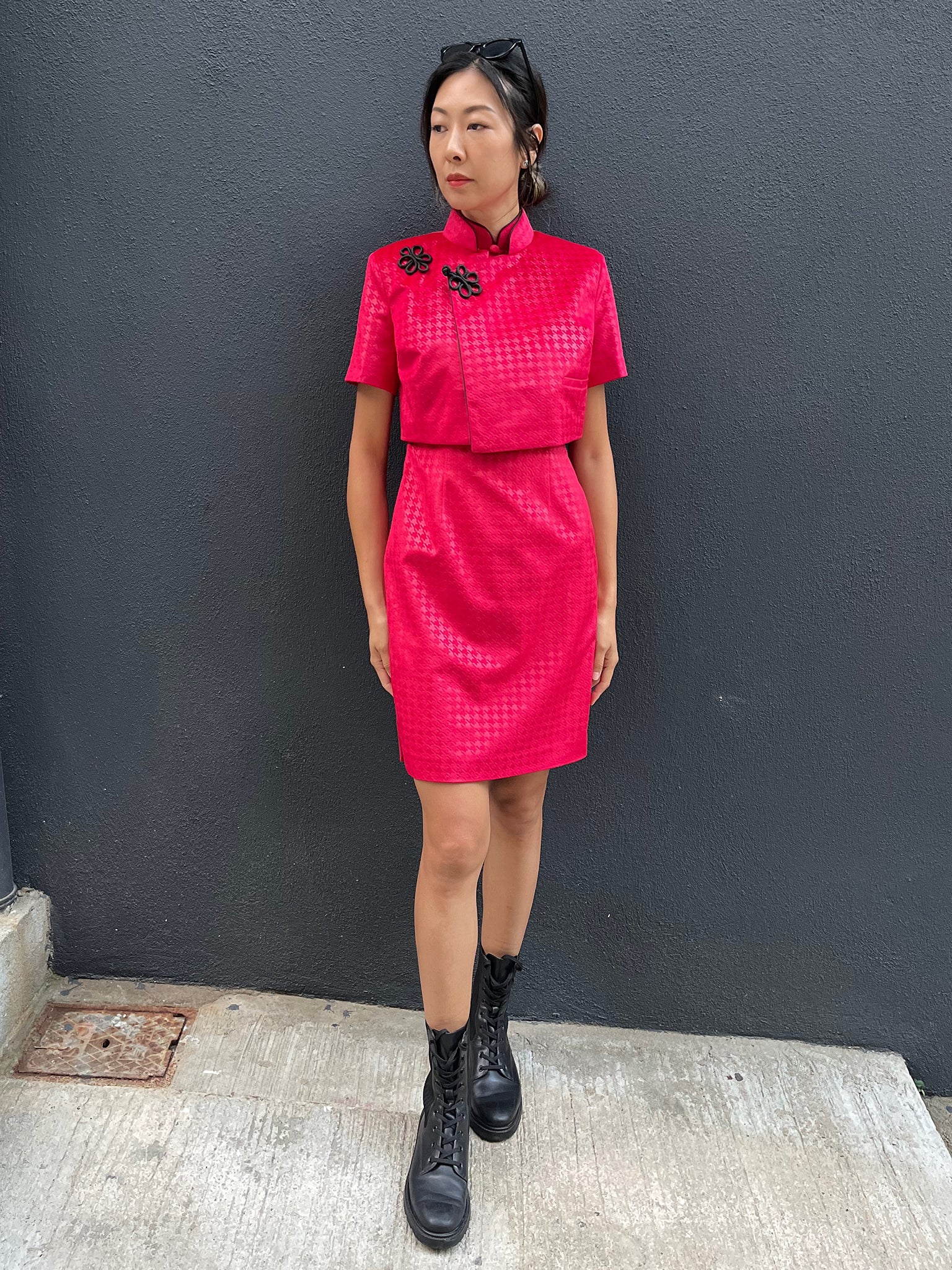 PAMELA Houndstooth Vvt Sleeveless Cheongsam