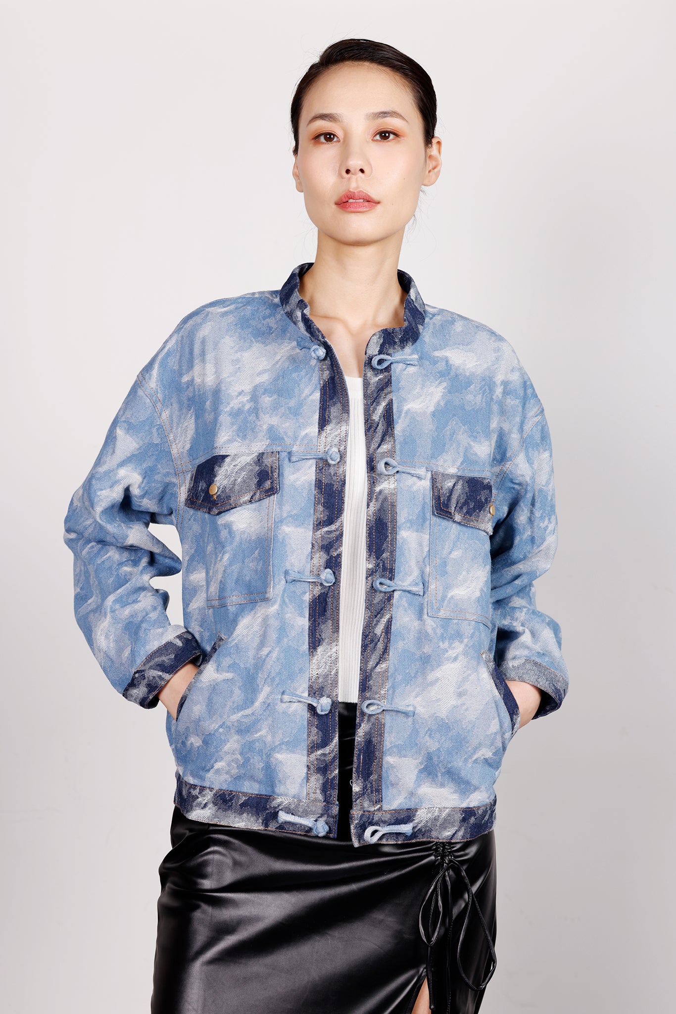 PALOMA 拼色提花牛仔外套