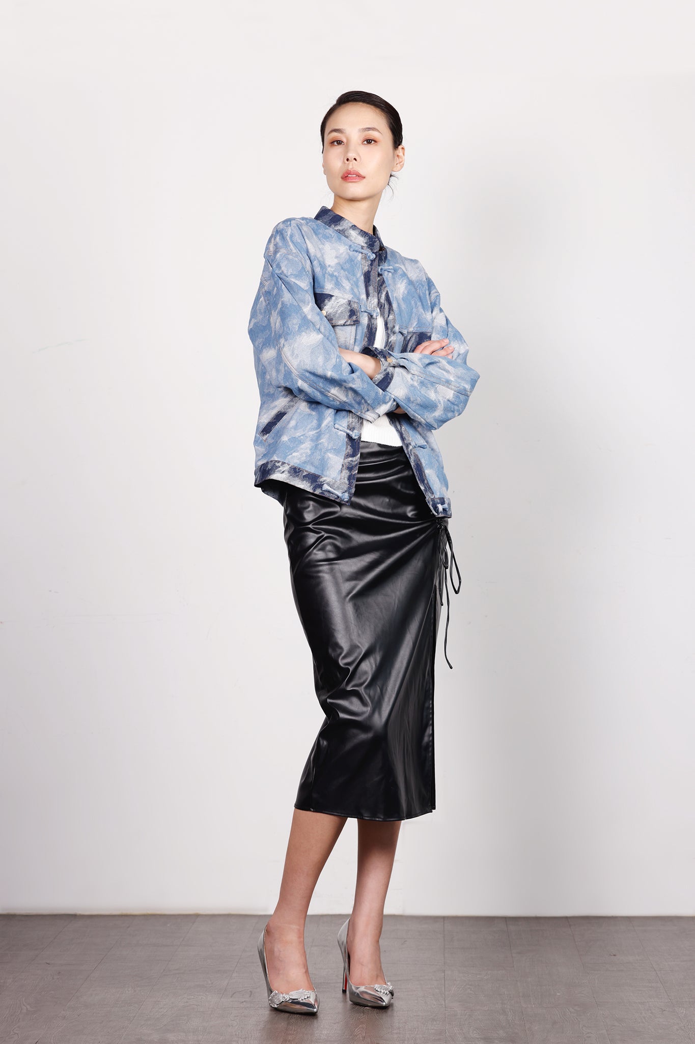 PALOMA 拼色提花牛仔外套
