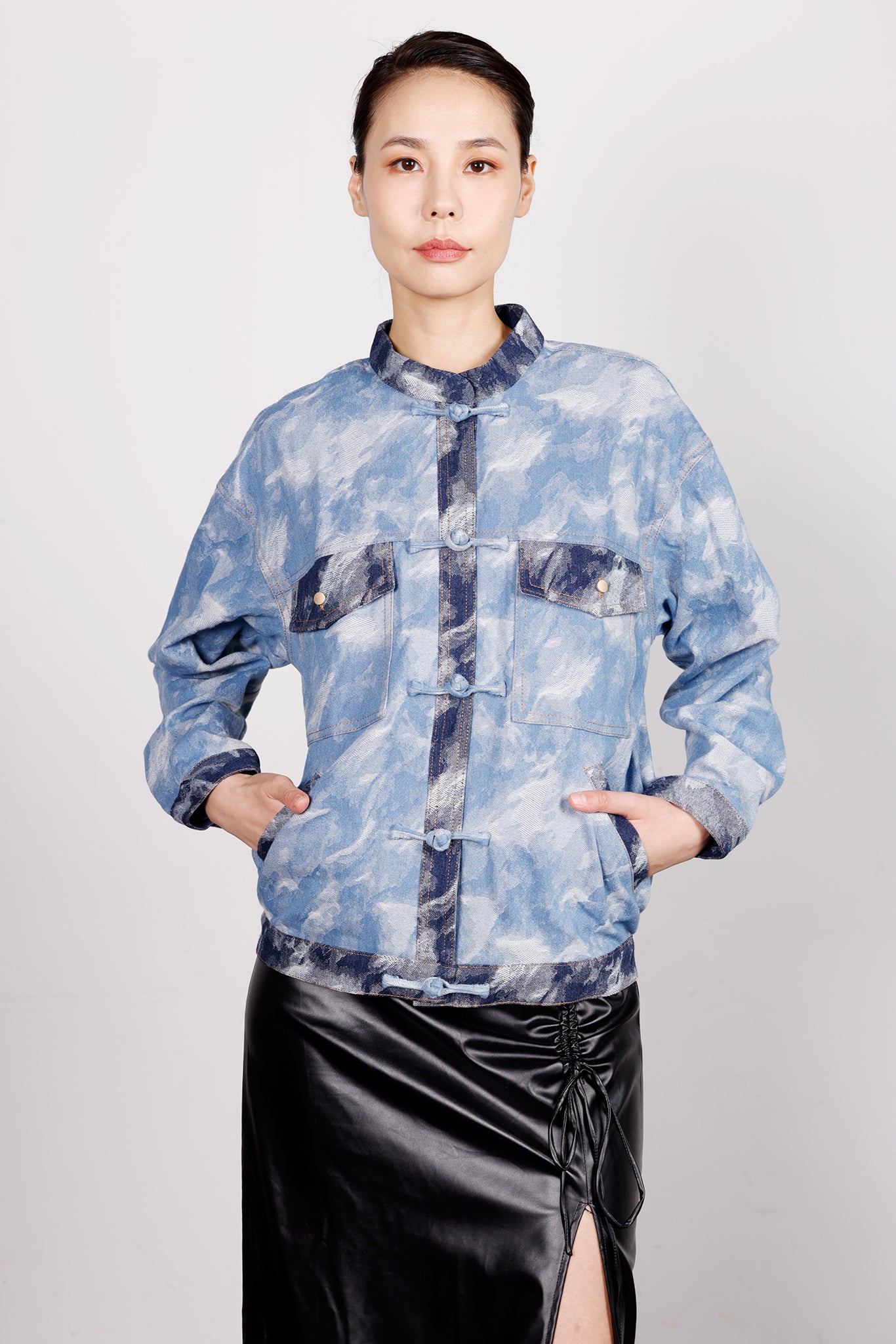 PALOMA 拼色提花牛仔外套