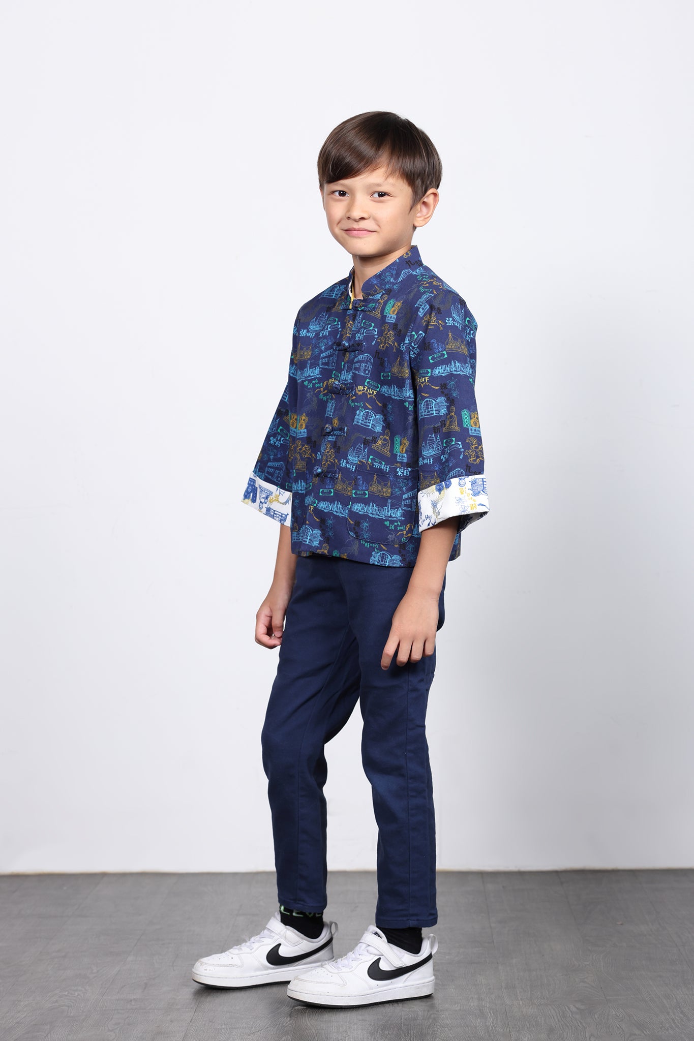 RIGEL Kids' HK Print Reversible Jacket (Navy)