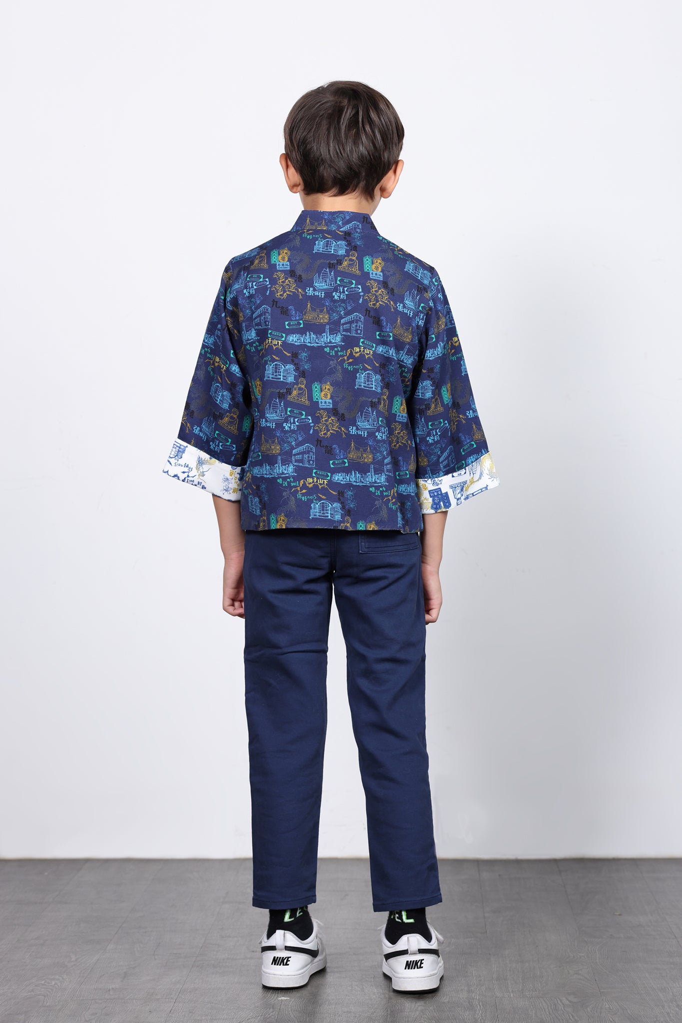 RIGEL Kids' HK Print Reversible Jacket (Navy)