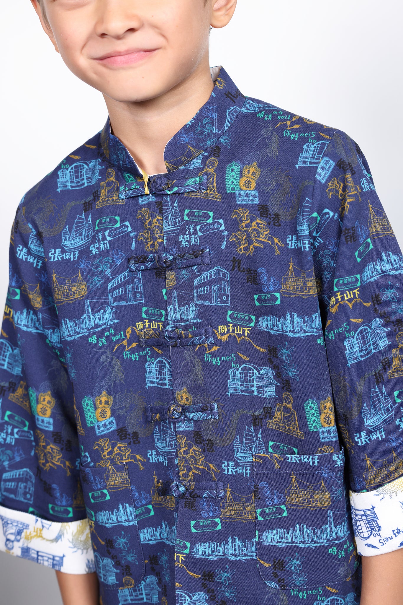 RIGEL Kids' HK Print Reversible Jacket (Navy)