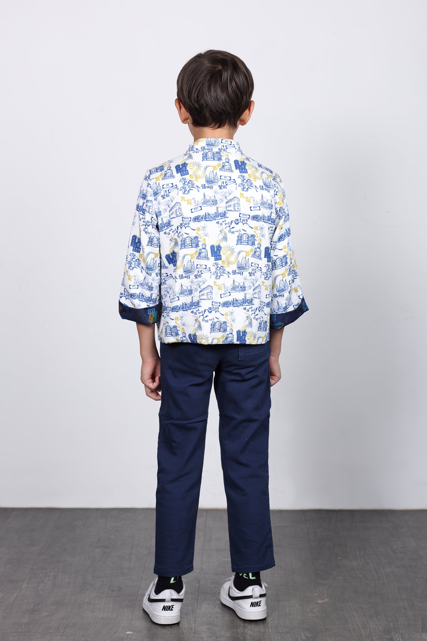 RIGEL Kids' HK Print Reversible Jacket (Navy)