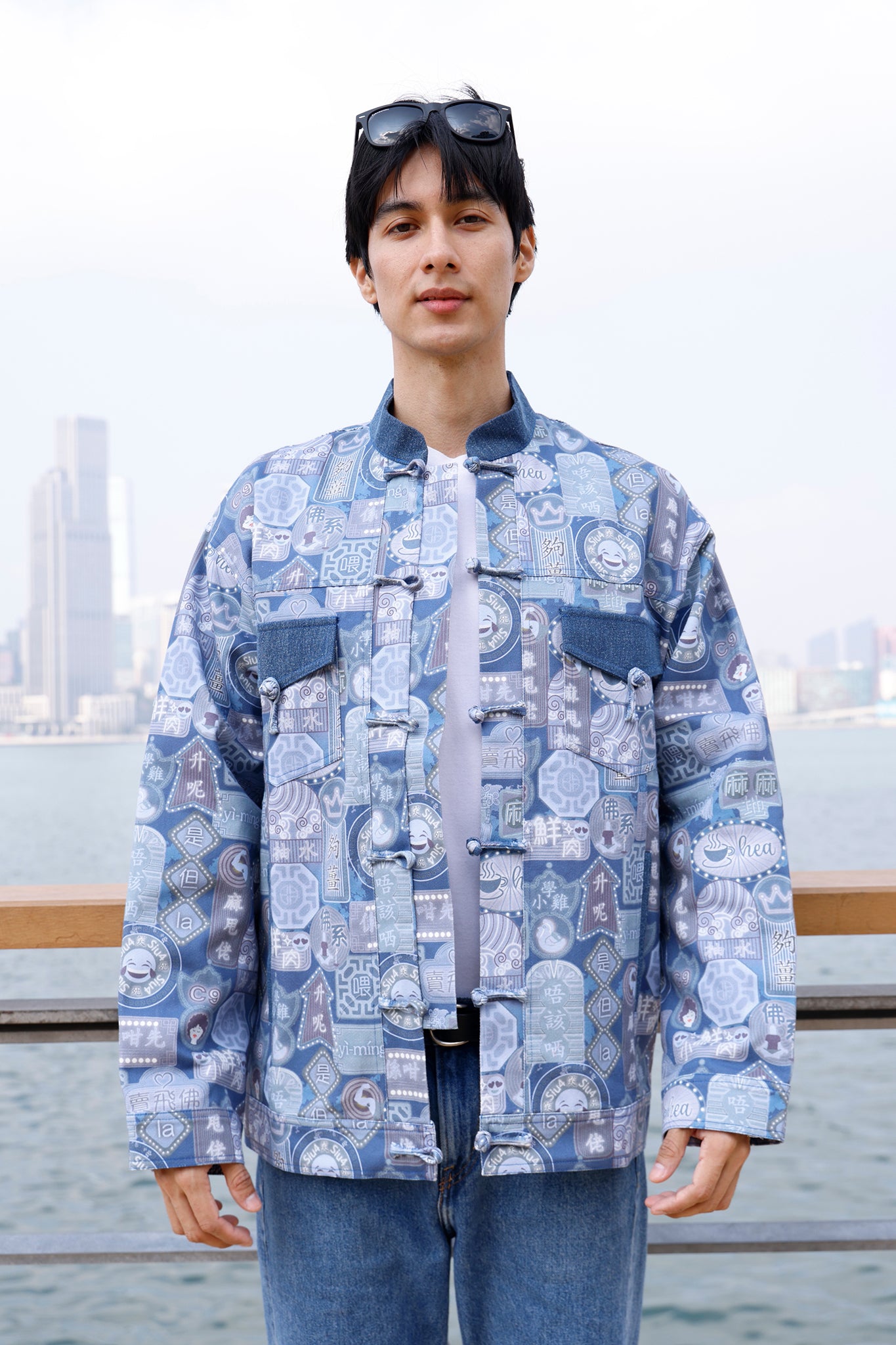 PIERO 男裝潮語印花牛仔外套