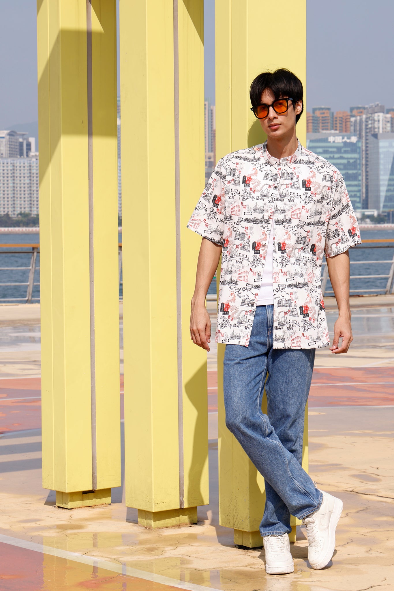 PHILIP 男裝香港印花襯衫 (白色)
