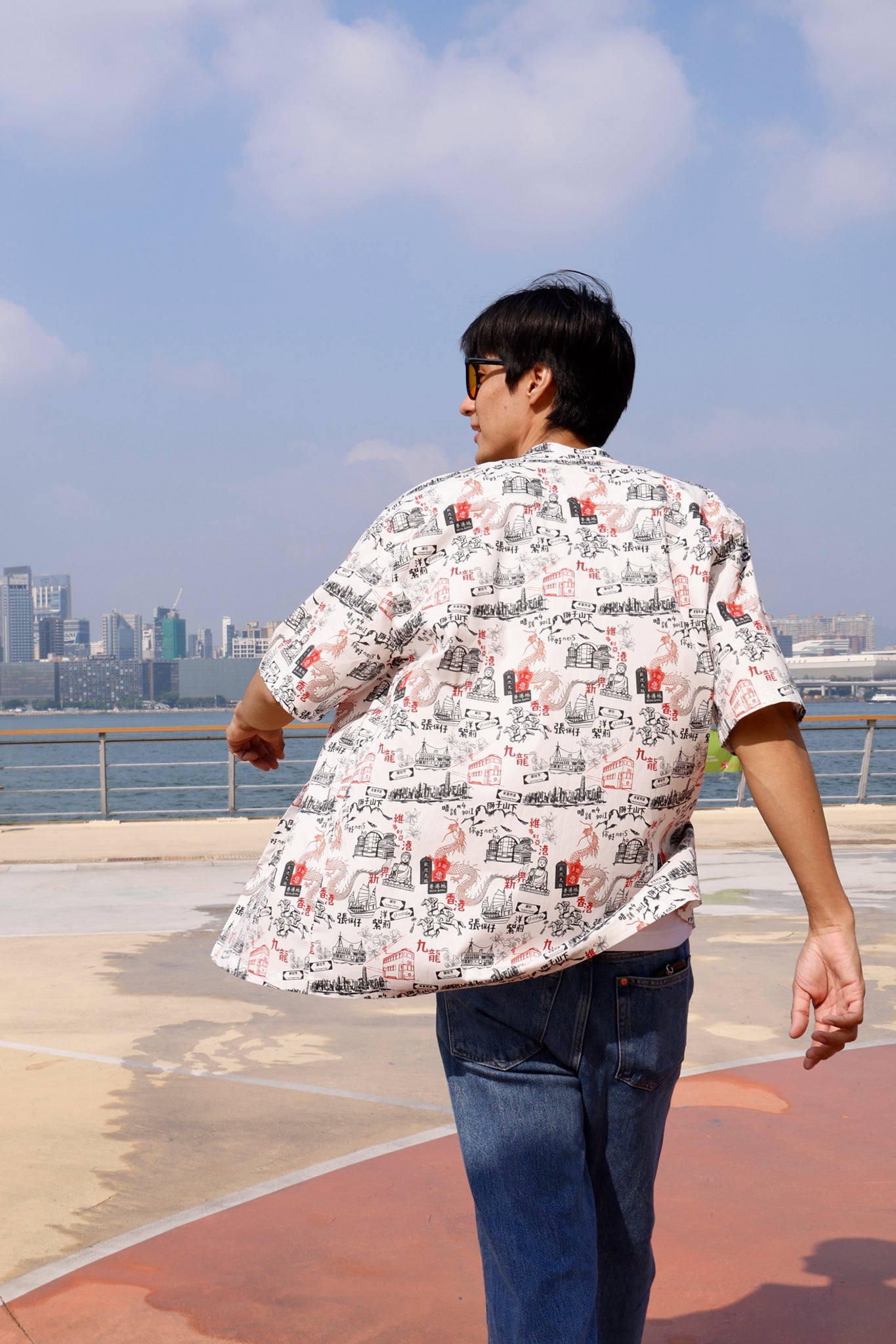 PHILIP 男裝香港印花襯衫 (白色)