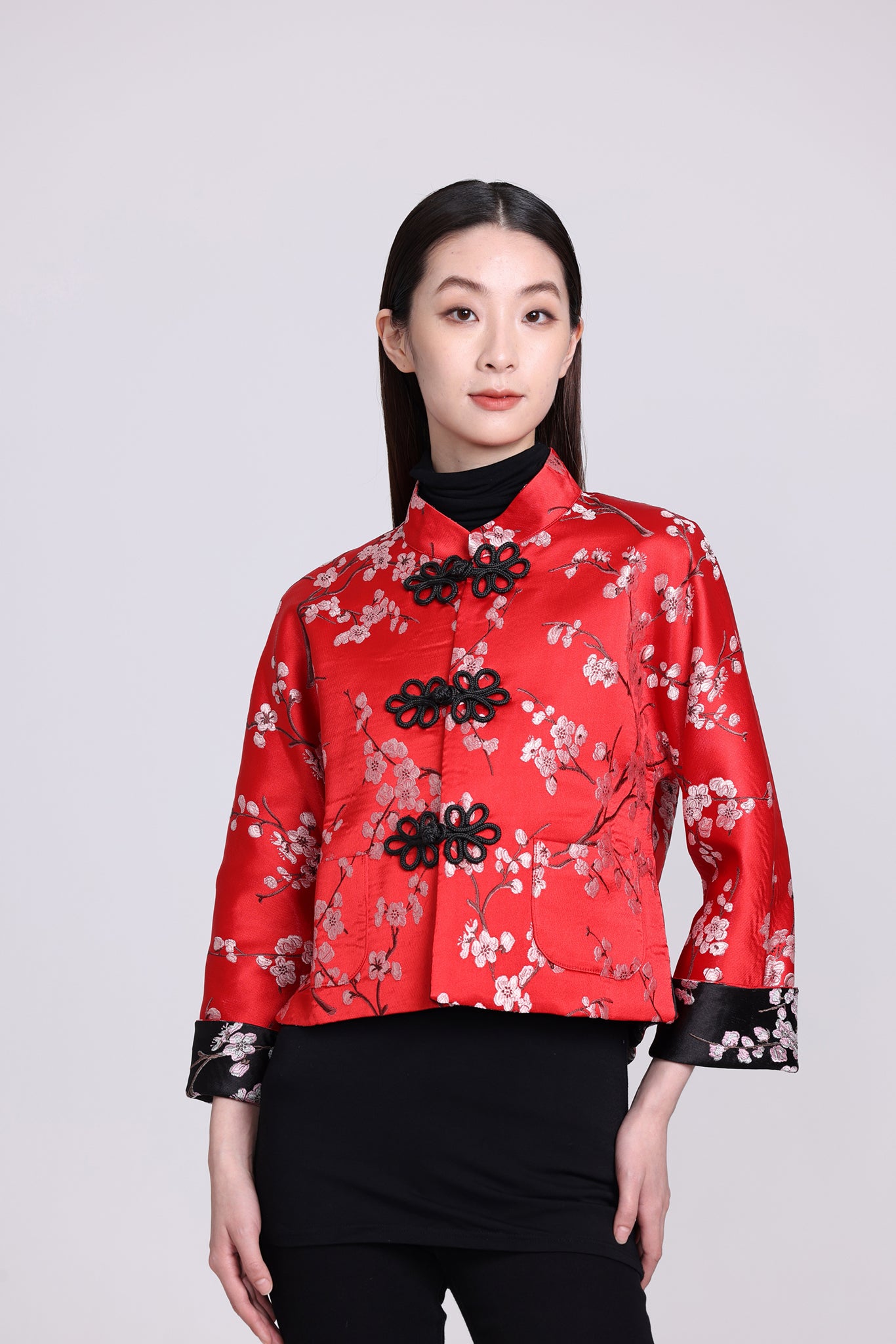 PANSY Plum Brocade Reversible Oriental Jkt
