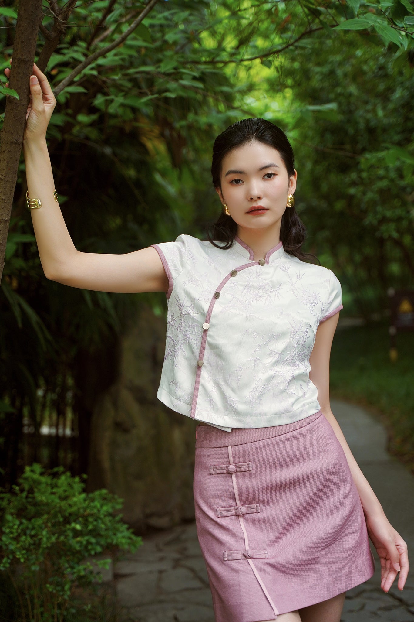RINI Chinese knots Denim Skirt