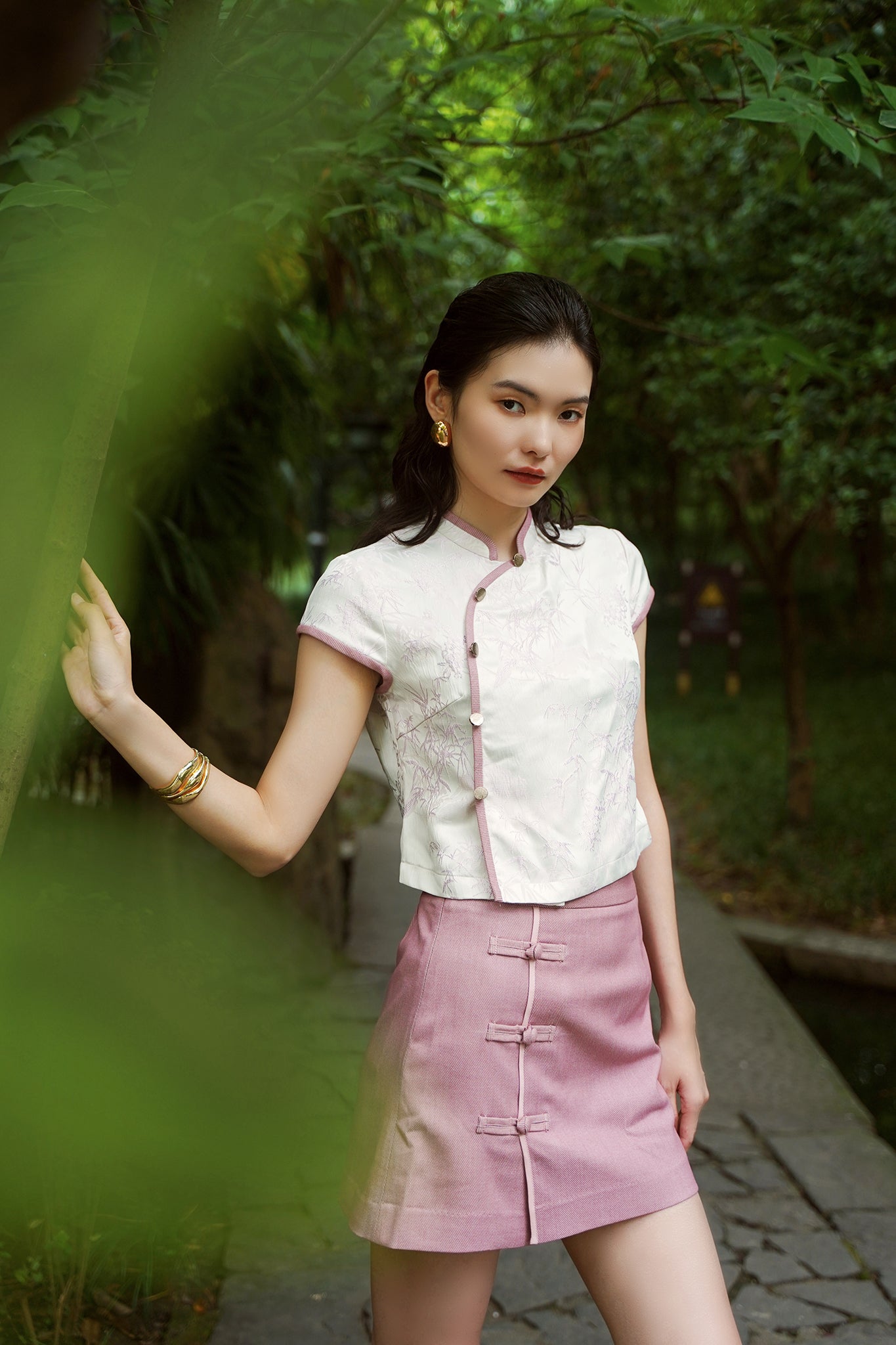 RINI Chinese knots Denim Skirt