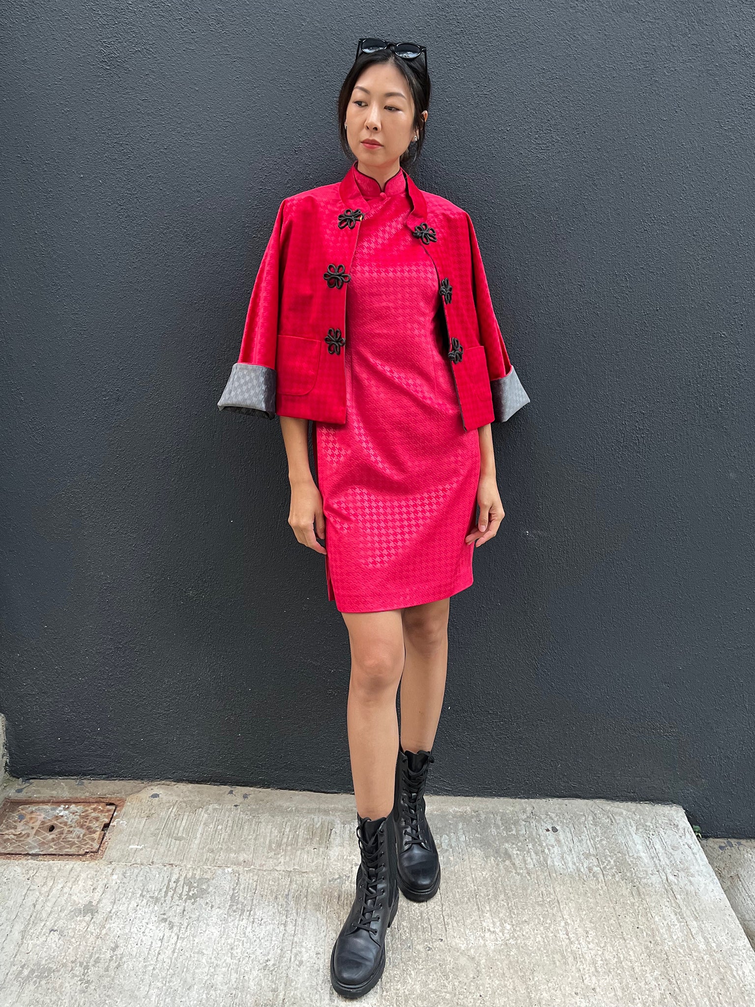 PAMELA Houndstooth Vvt Sleeveless Cheongsam