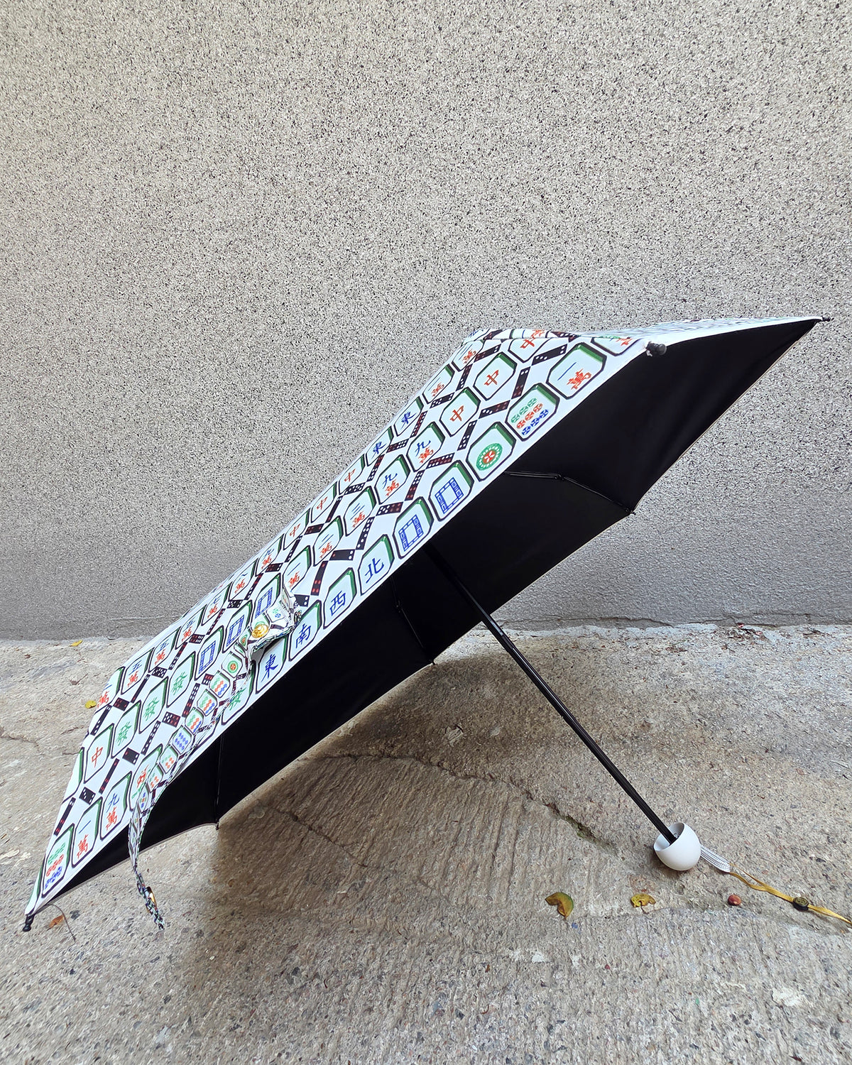 Black inner umbrella with colorful mahjong pattern