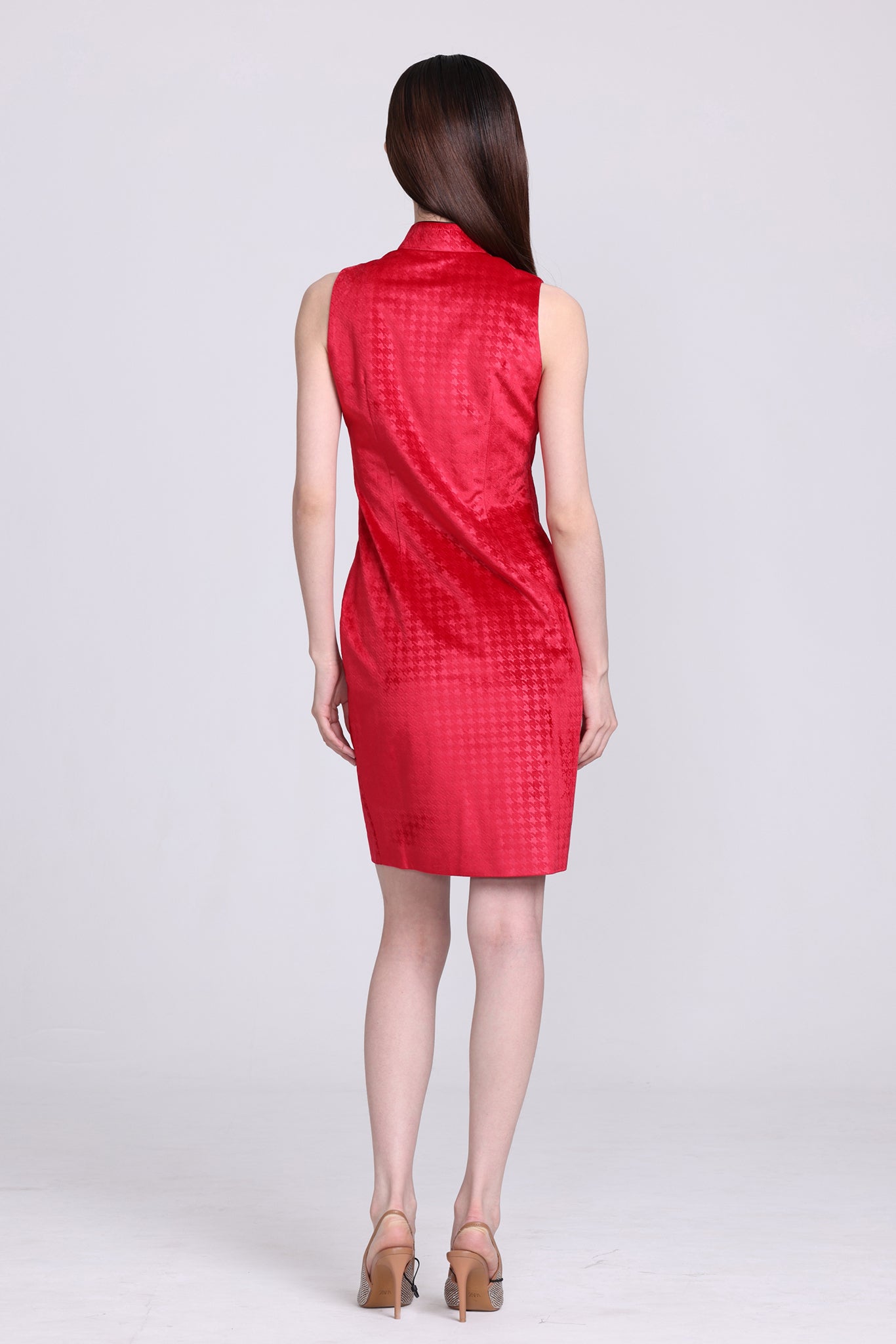 PAMELA Houndstooth Vvt Sleeveless Cheongsam
