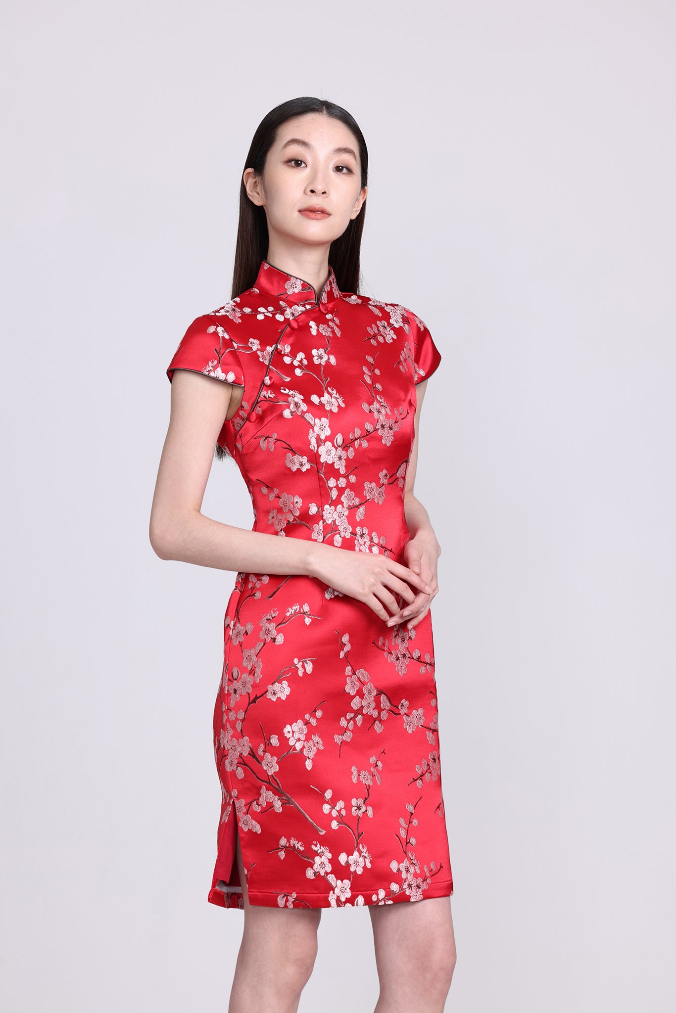 Yi-ming POLLY 梅花織錦長衫 (紅色)