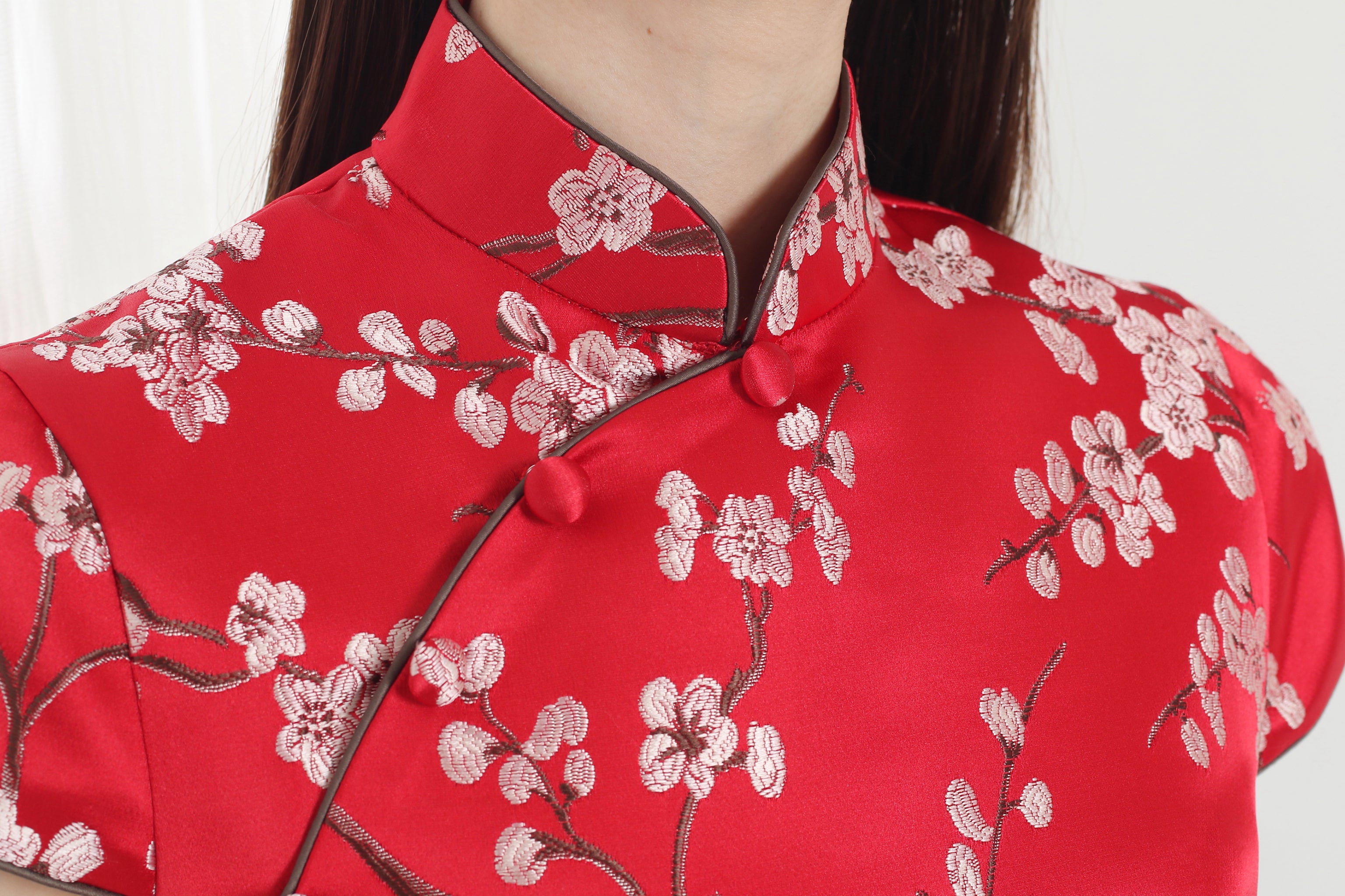 Yi-ming POLLY 梅花織錦長衫 (紅色)