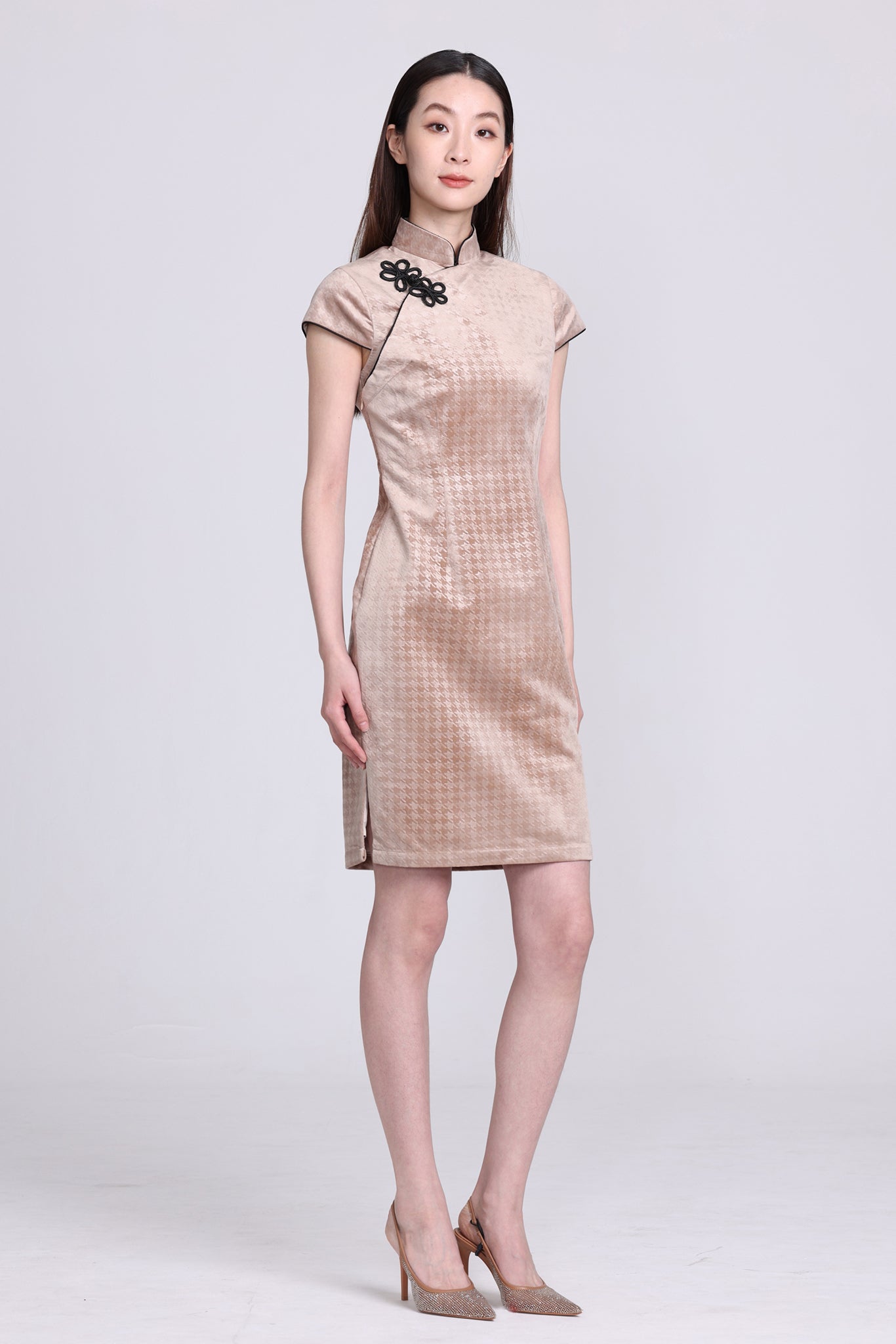 Yi-ming POLLY 千鳥格絨長衫 (駝色)