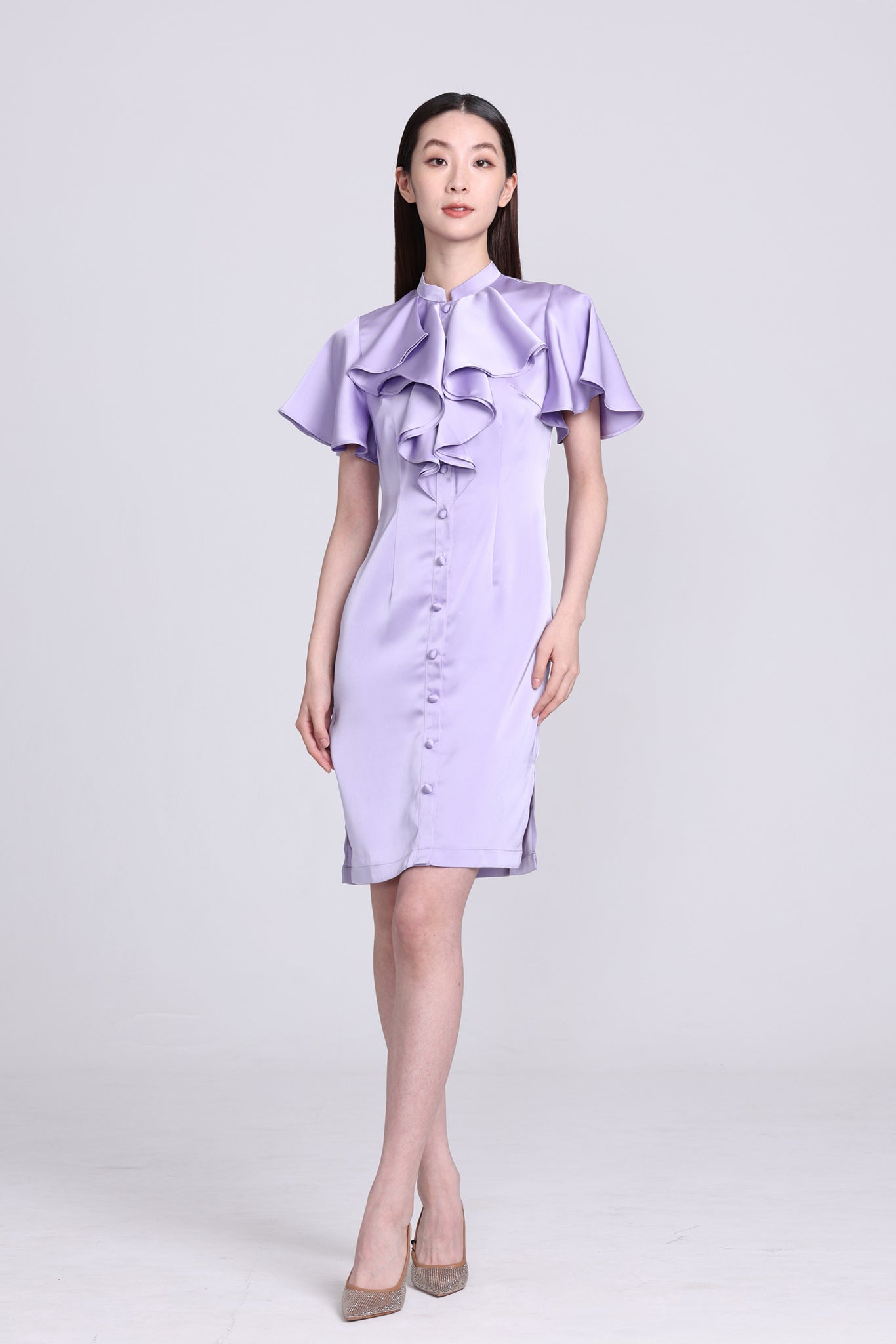 Yi-ming NICOLETTE 色丁荷葉邊長衫 (紫色)
