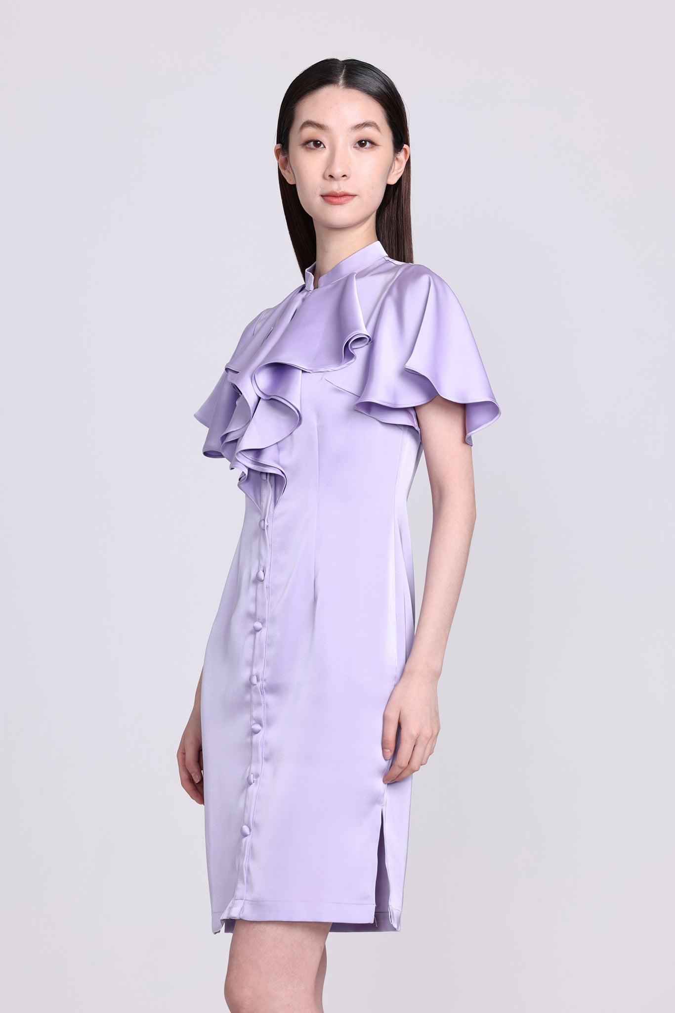 Yi-ming NICOLETTE 色丁荷葉邊長衫 (紫色)