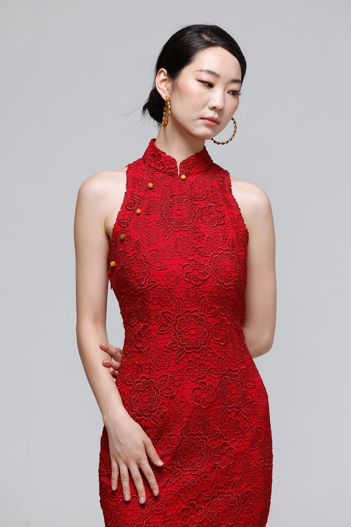 ELIZABETH Lace Cheongsam (Red)
