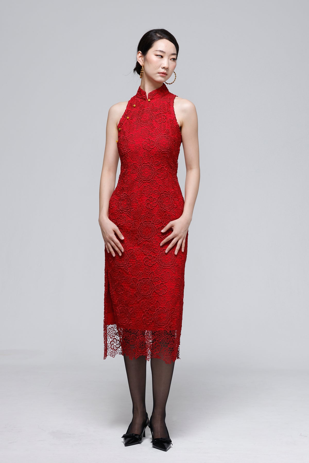 ELIZABETH Lace Cheongsam (Red)