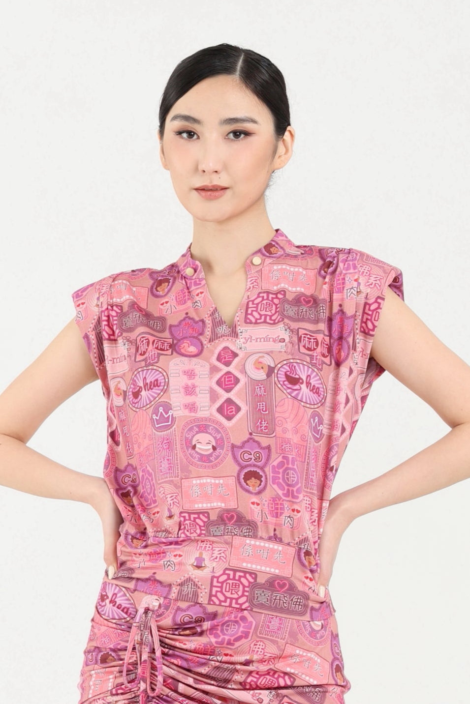 PATSY Canton-slang Print Jersey Top (Pink)