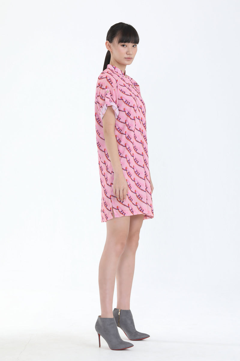 Kirsten Marina Bay Sands Diagonal Print Chiffon Dress
