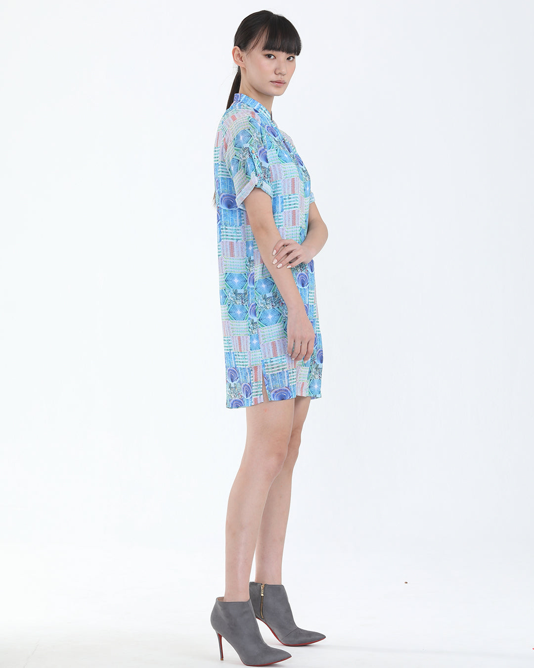 LANA Public Housing Print Chiffon Dress