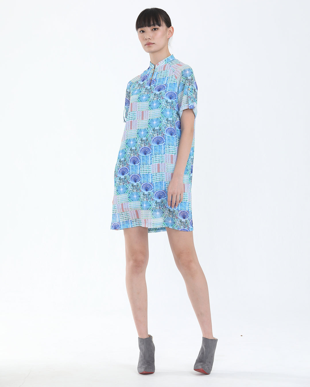 LANA Public Housing Print Chiffon Dress