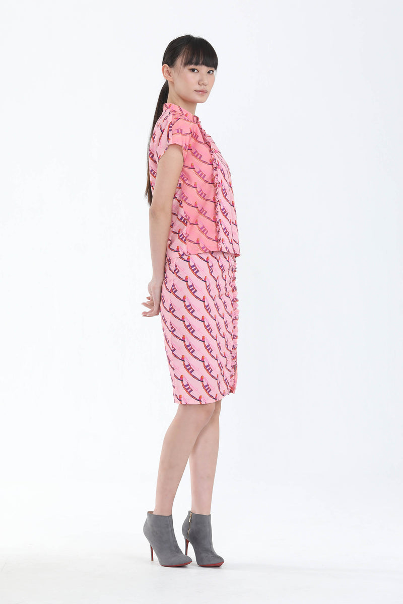 Leanna Marina Bay Sands Diagonal Print Skirt