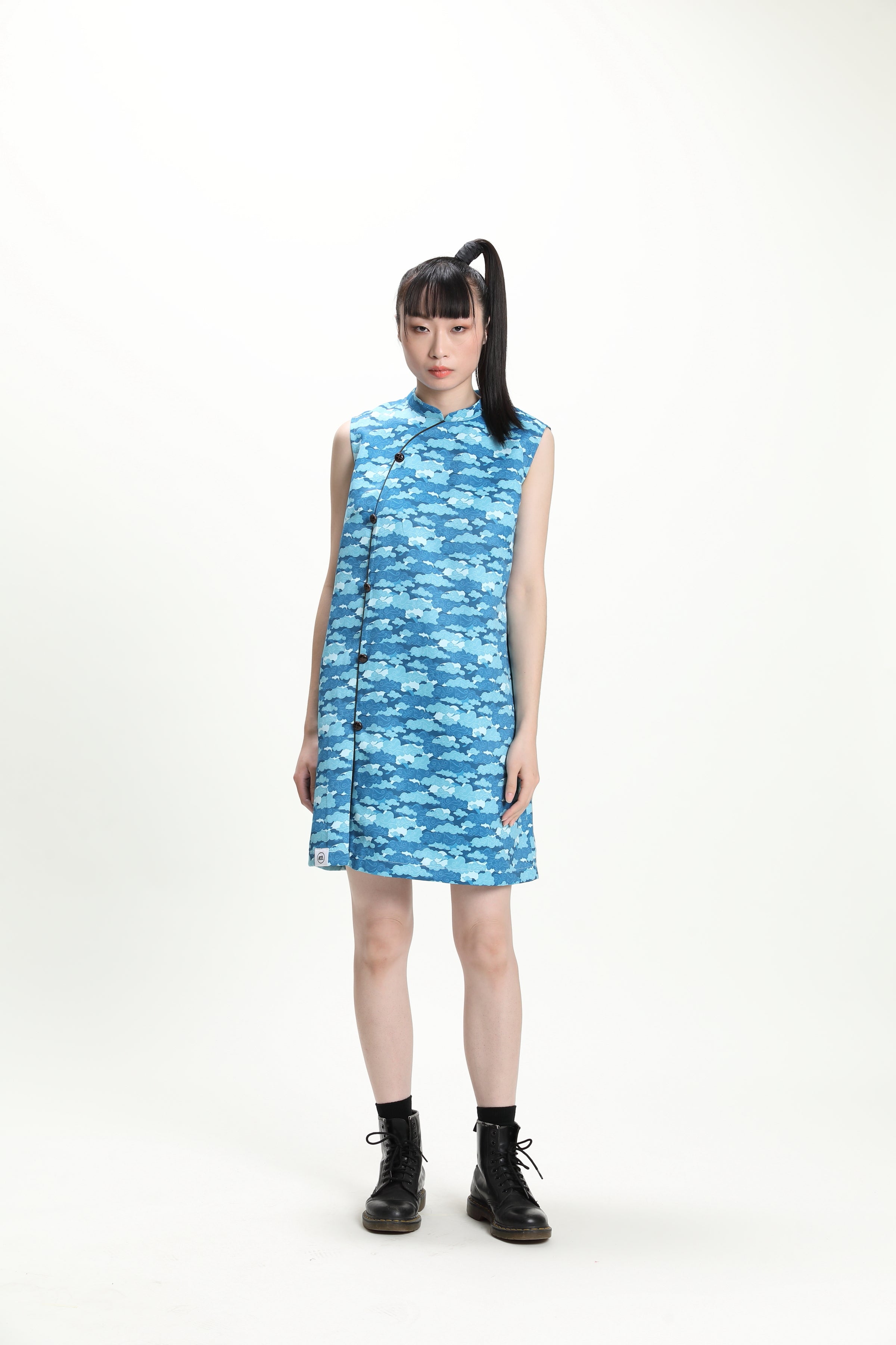 CALLA Sleeveless Loose Cheongsam (Blue)