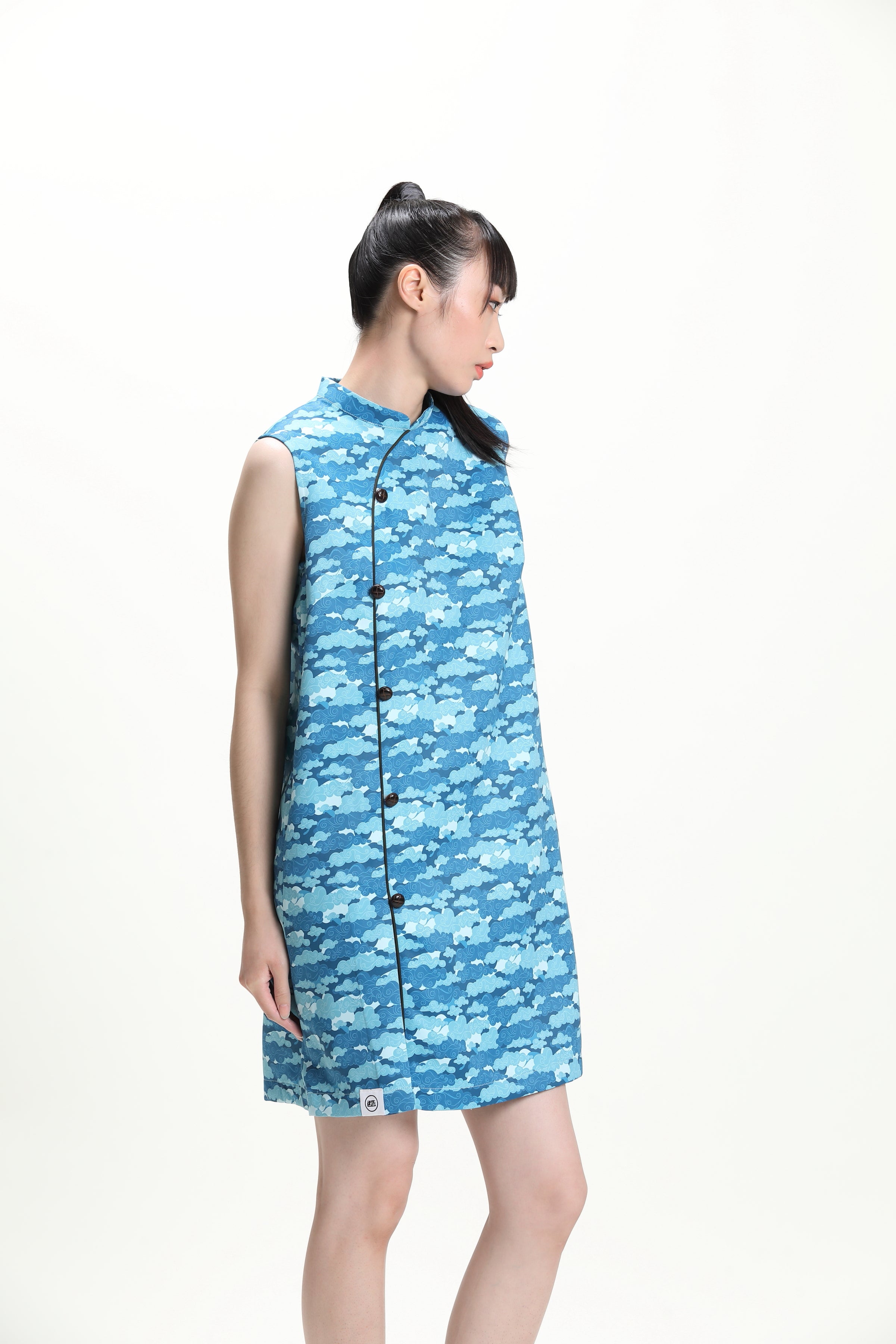 CALLA Sleeveless Loose Cheongsam (Blue)