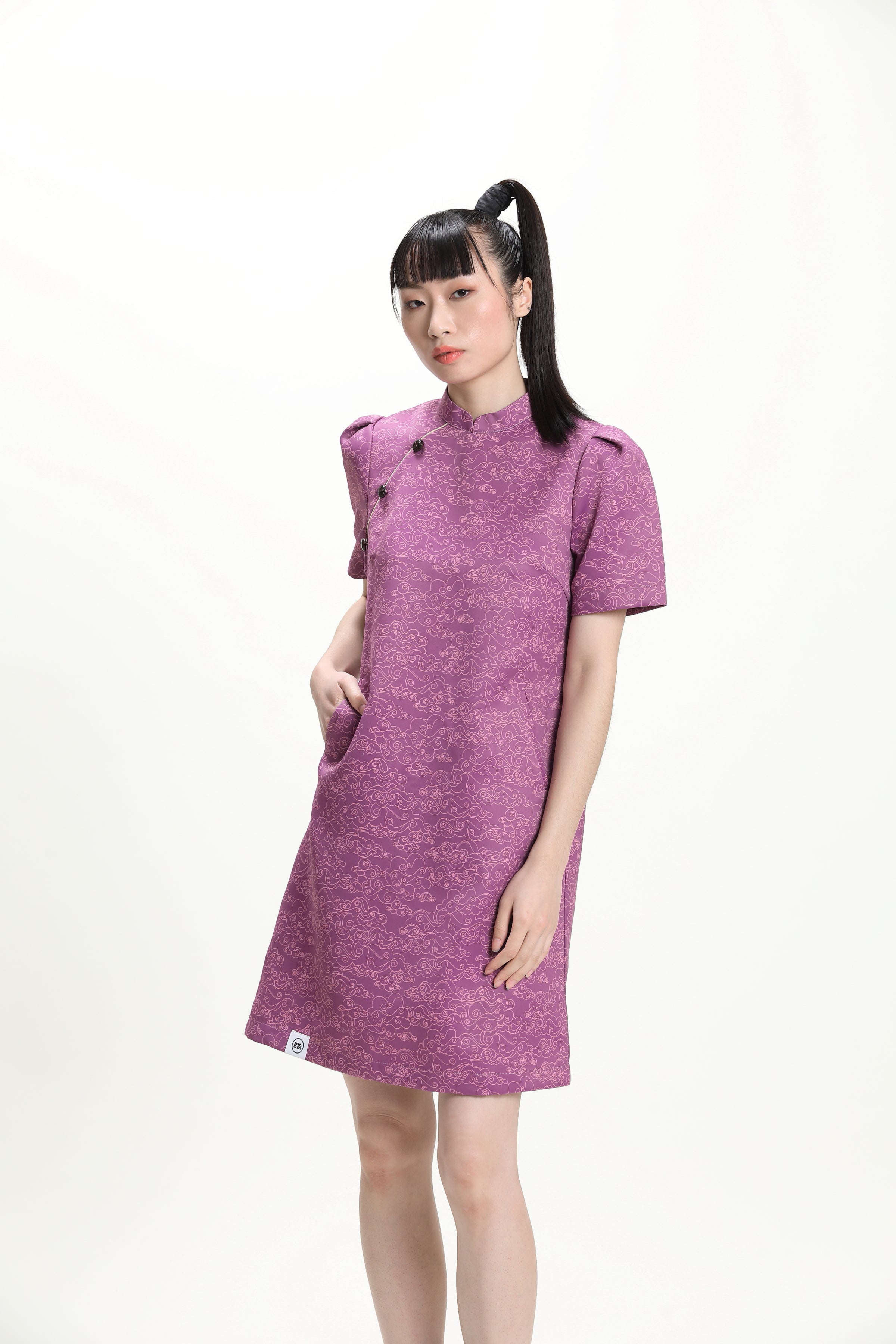 BECKY Puff Sleeve Cheongsam (Purple)