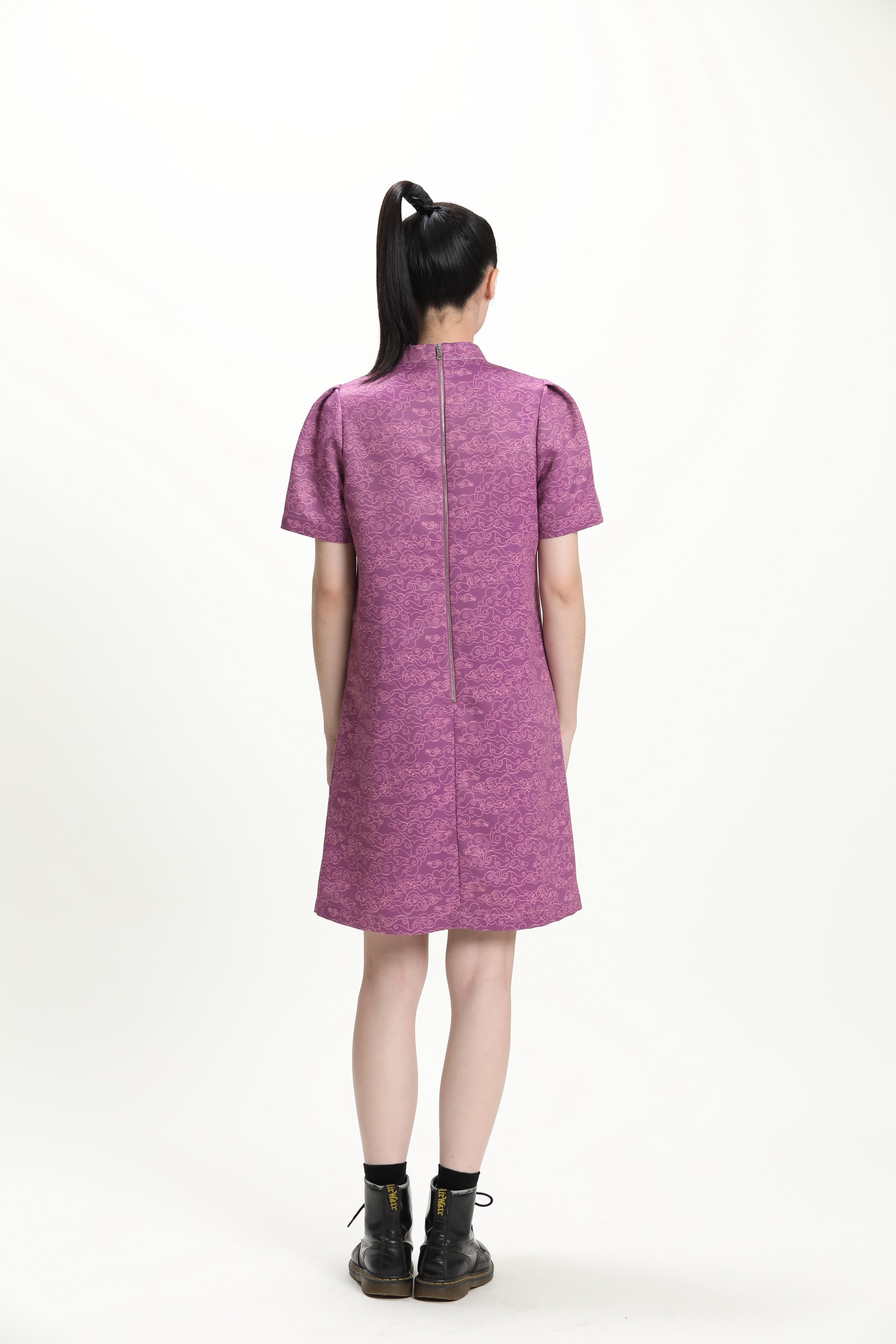 BECKY Puff Sleeve Cheongsam (Purple)