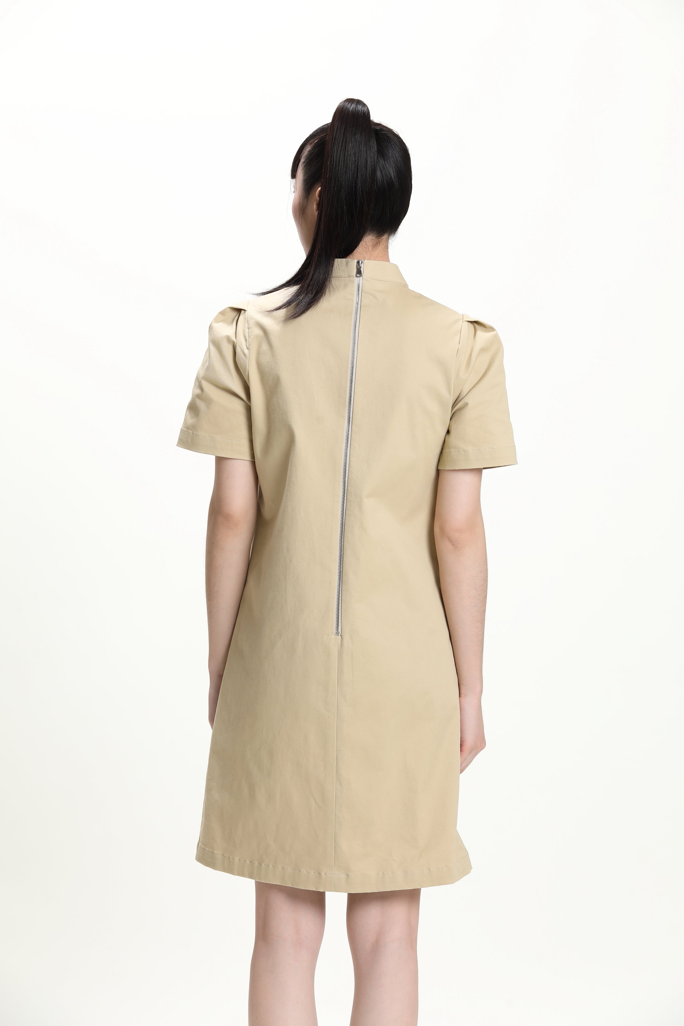 BECKY Puff Sleeve Cheongsam (Khaki)