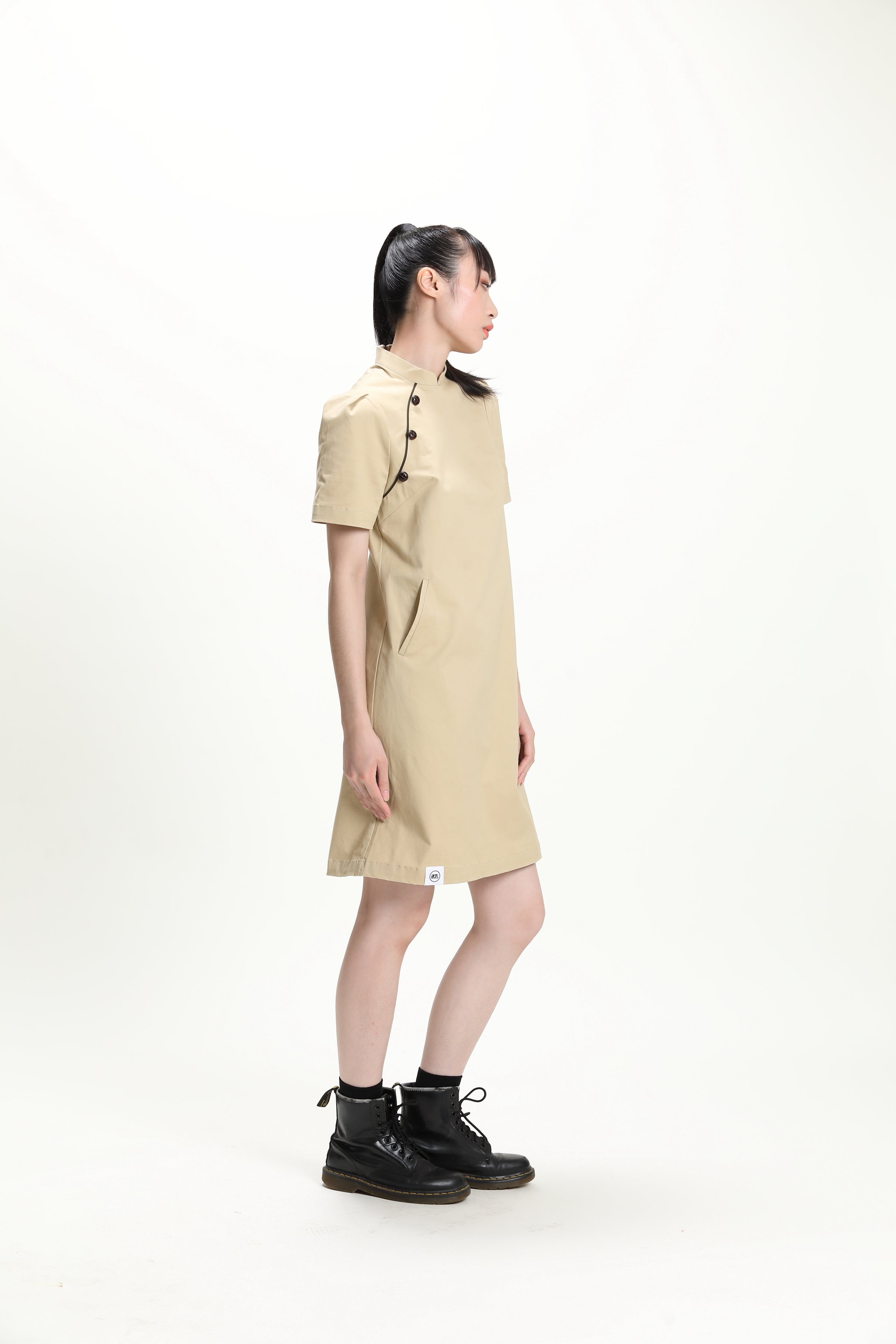BECKY Puff Sleeve Cheongsam (Khaki)