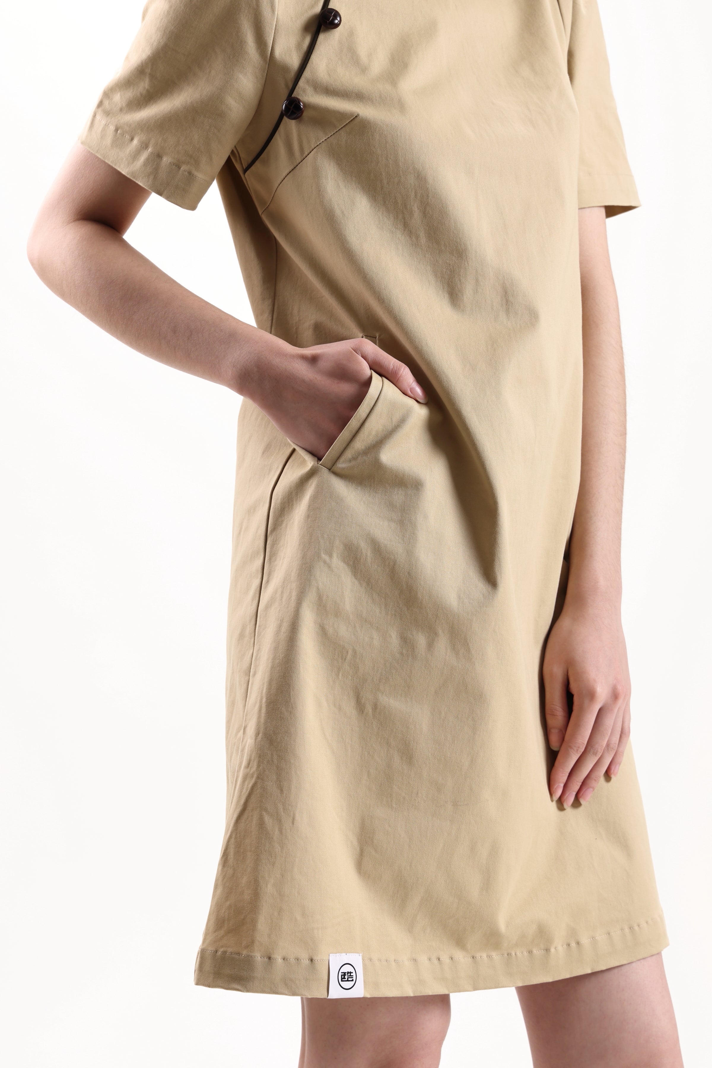 BECKY Puff Sleeve Cheongsam (Khaki)