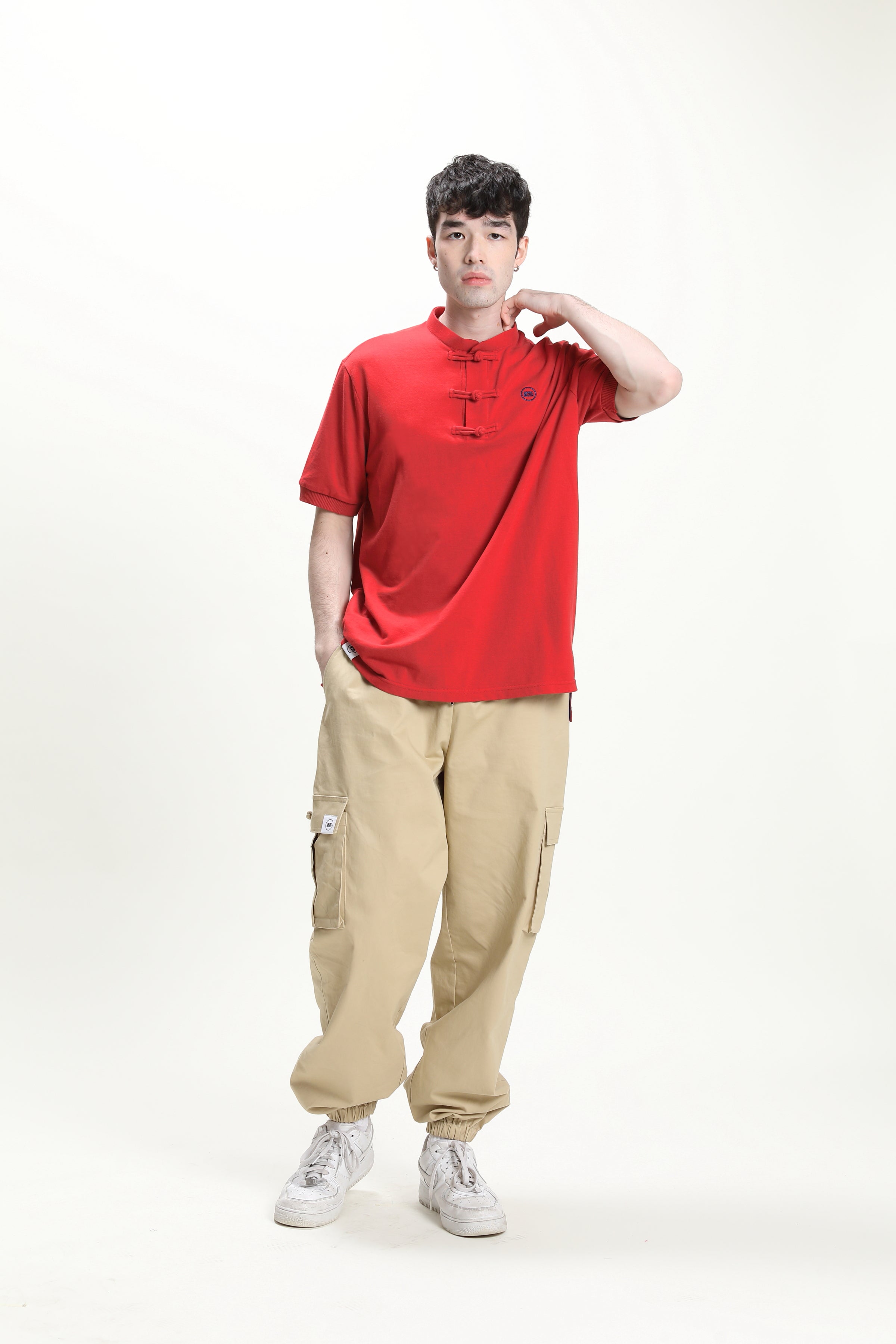 Cypherhood 男裝型格紅色中式Polo恤