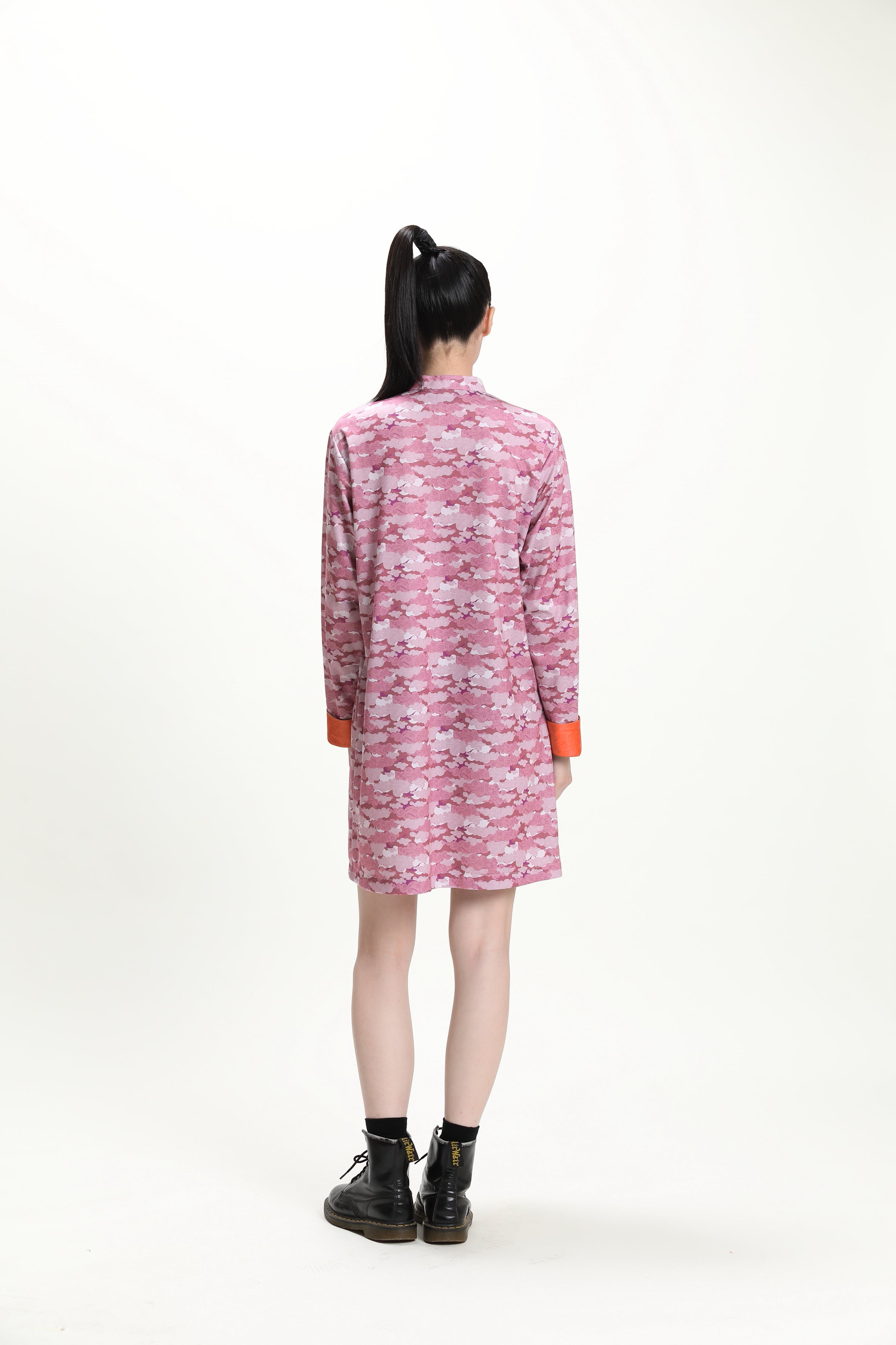 ADELE Long Sleeve Loose Cheongsam (Pink)