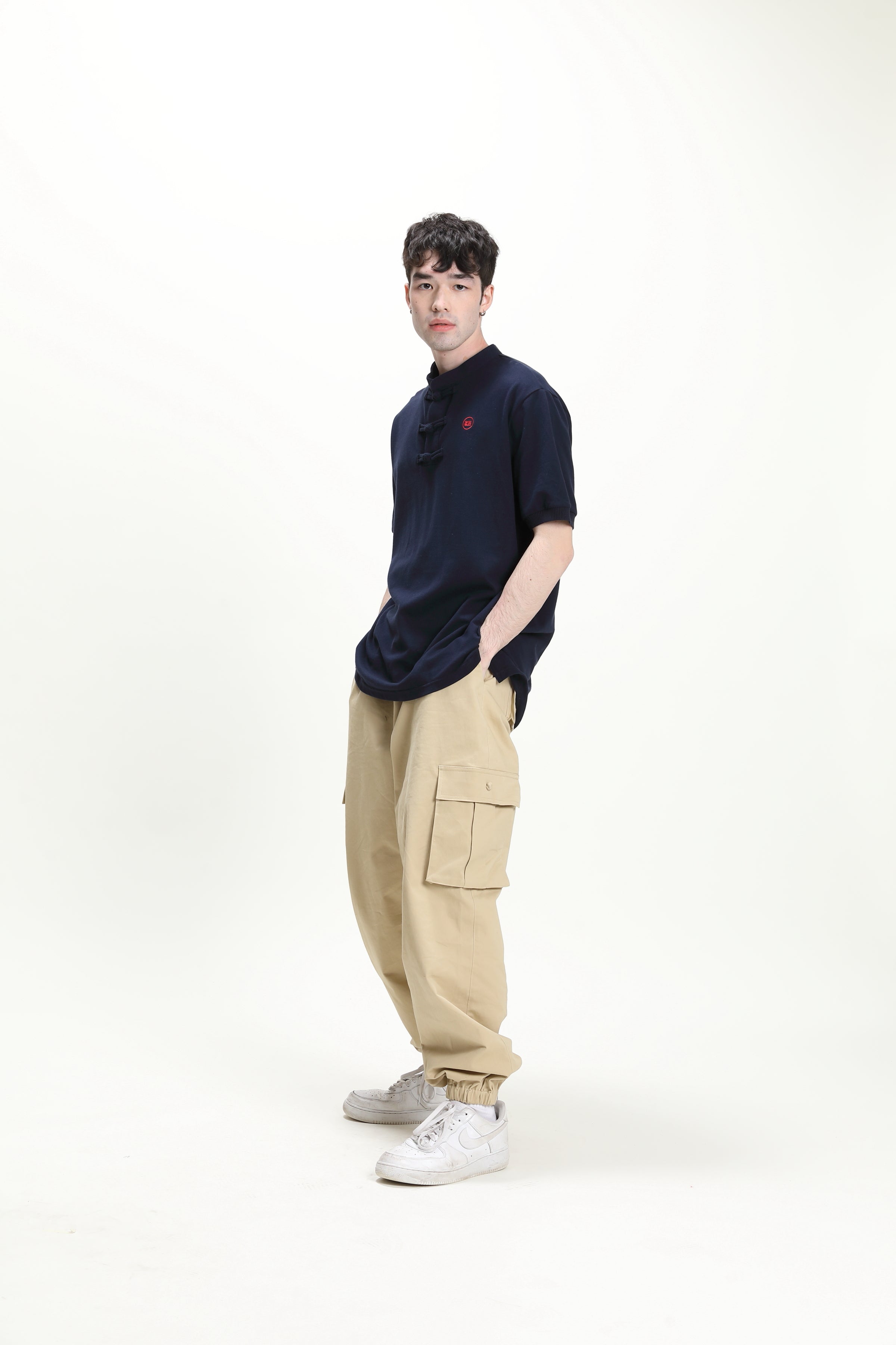 Cypherhood 男裝型格海軍藍中式Polo恤