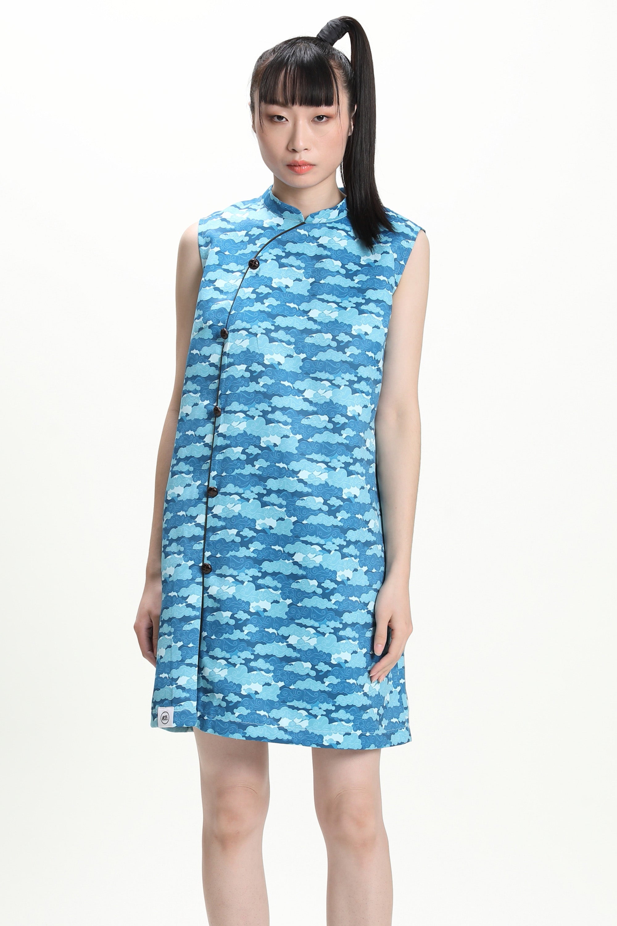 CALLA Sleeveless Loose Cheongsam (Blue)