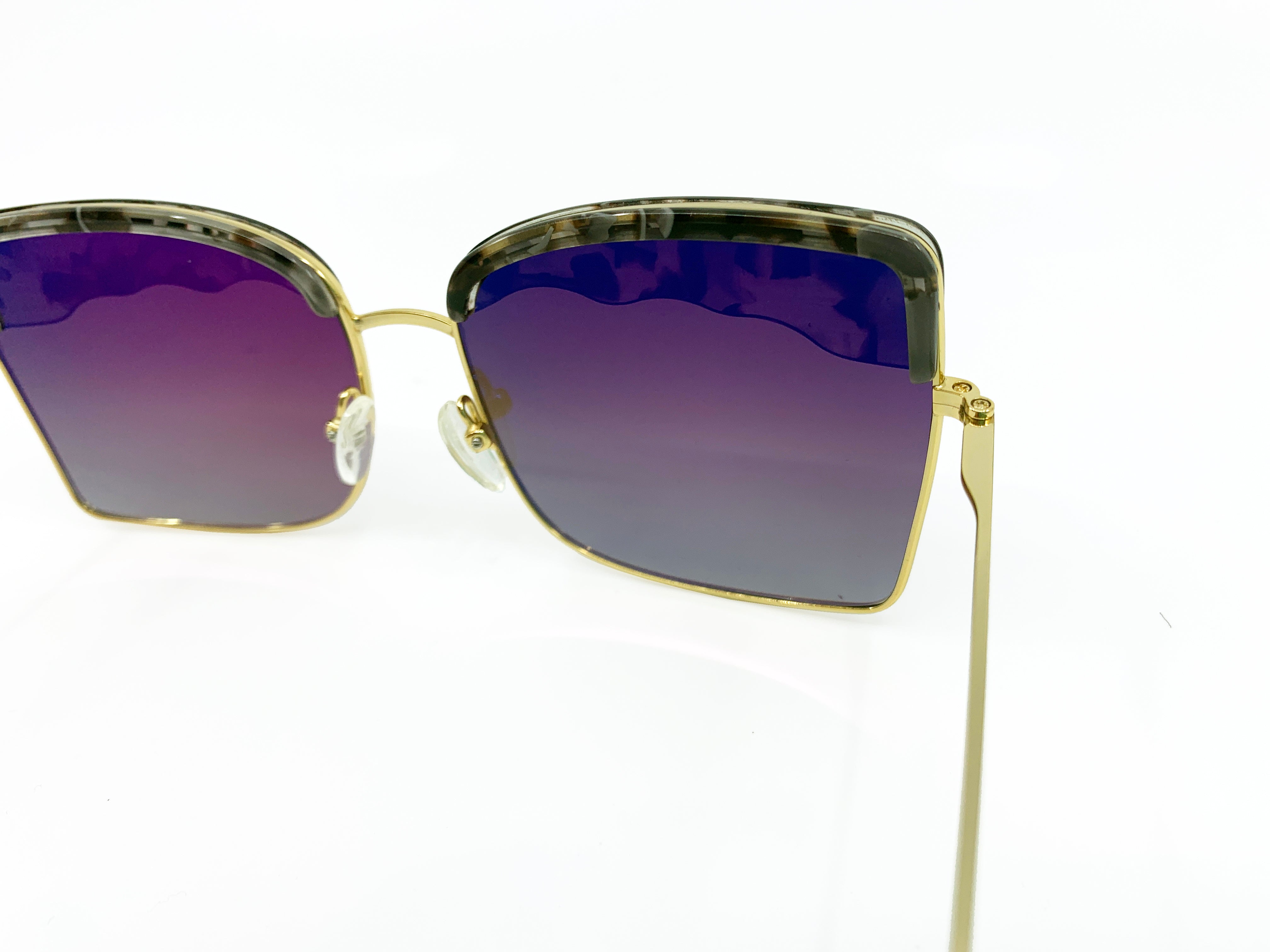 Yi-ming X Big Horn Square Chic Eye Shape Eyebrow Decoration Sunglasses (Gold / Black Tortoise)