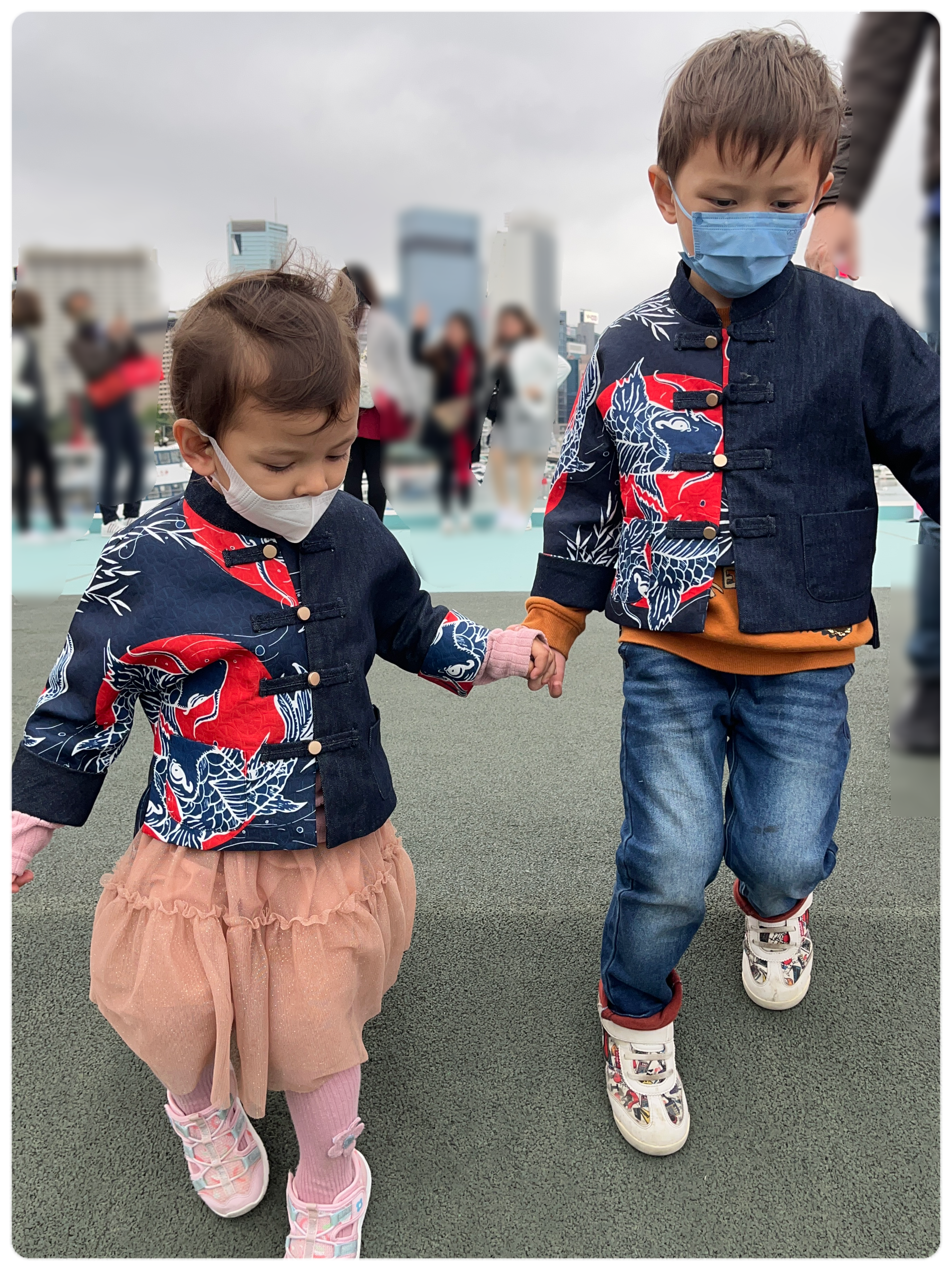 童裝金魚圖案牛仔東方外套