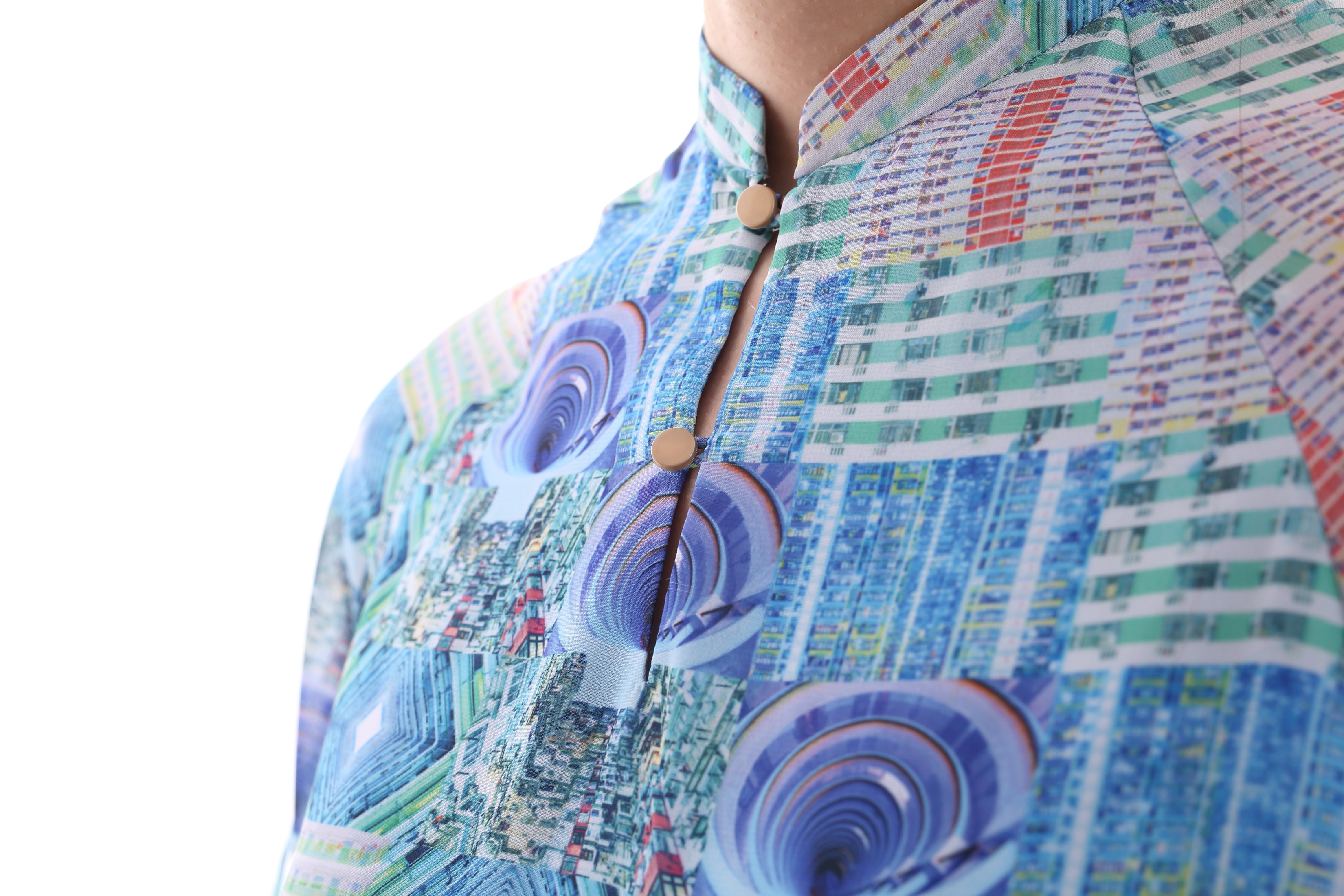 LANA Public Housing Print Chiffon Dress