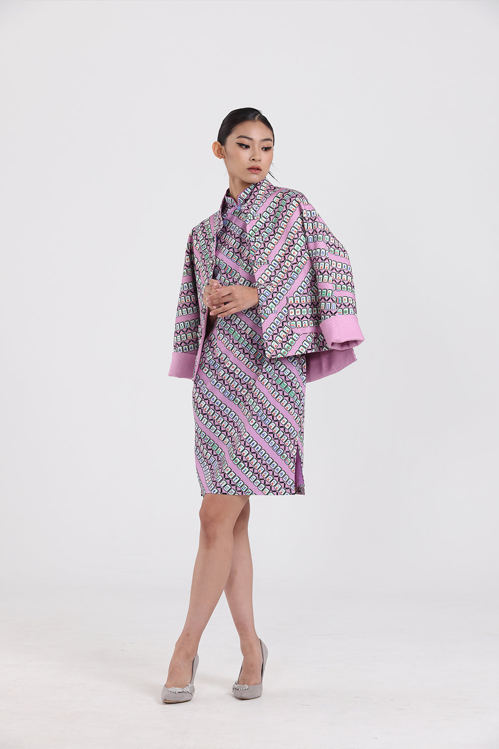 Yi-ming MARJORIE 麻雀圖案印花長衫 (紫色)