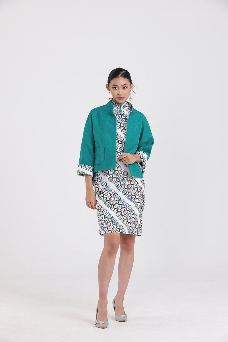 MAHJONG Reversible Oriental Jacket (Beige / Green)